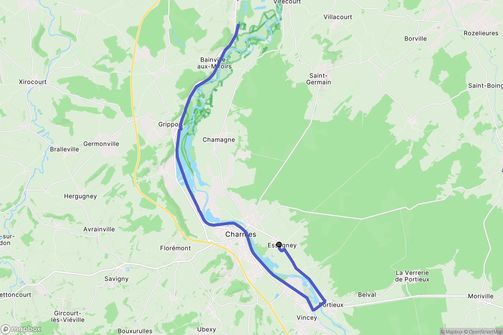 Essegney : carte du parcours de randonnée - France