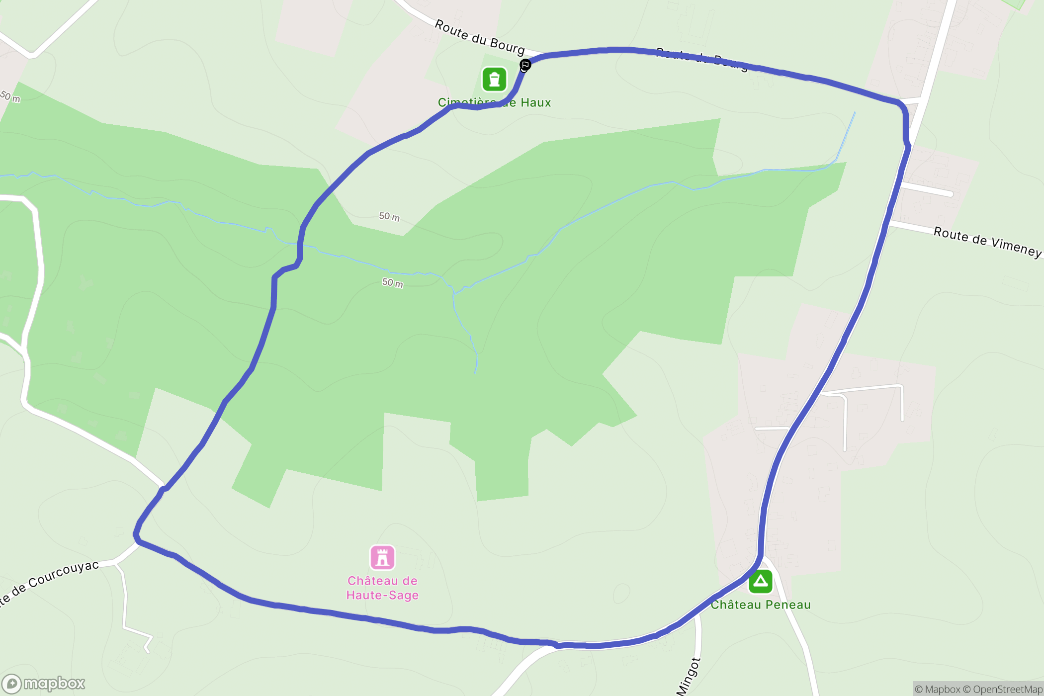 Haux : carte du parcours de randonnée - France