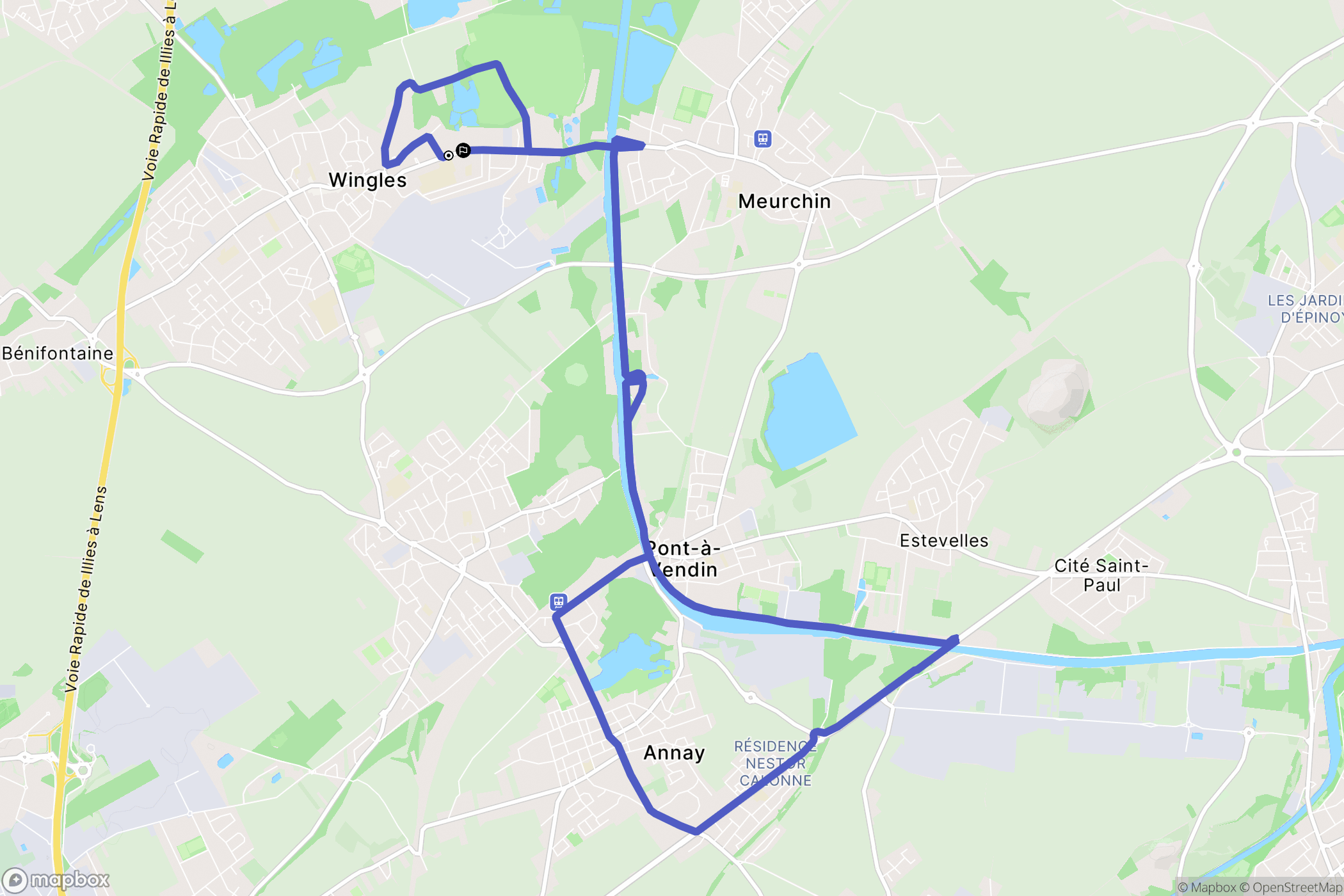 Wingles : carte du parcours de randonnée - France