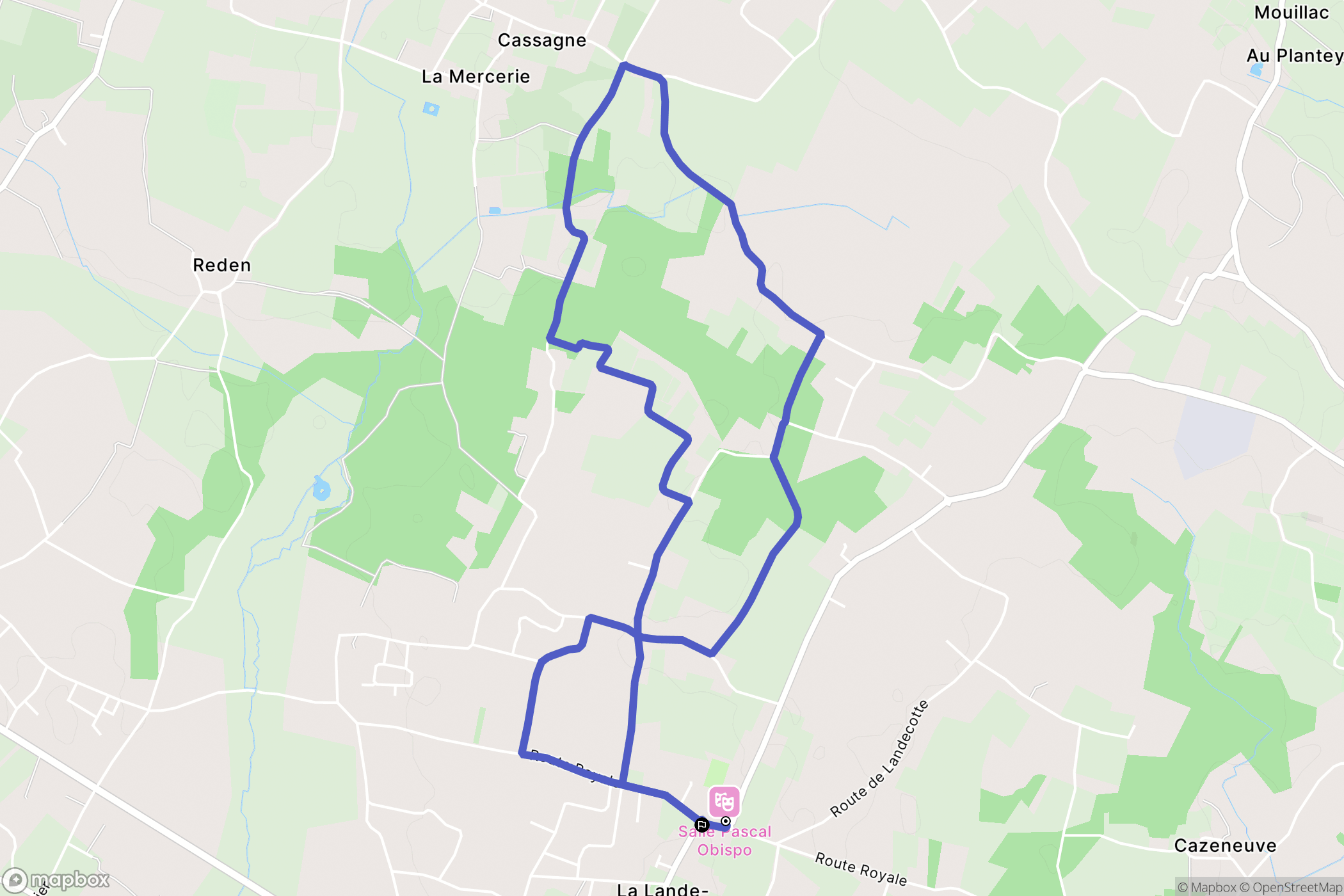 La Lande de Fronsac : carte du parcours de randonnée - France