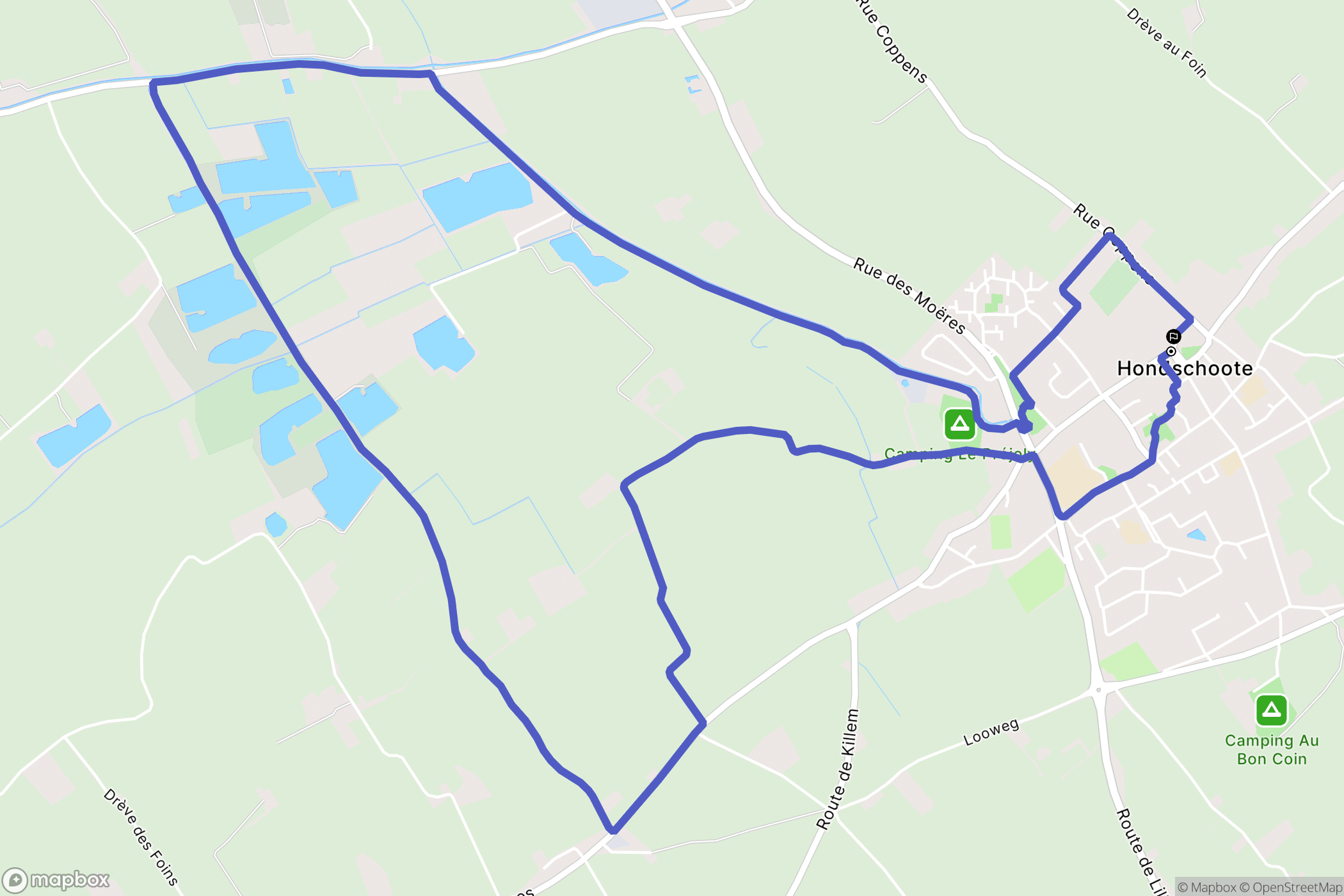 Hondschoote : carte du parcours de randonnée - France