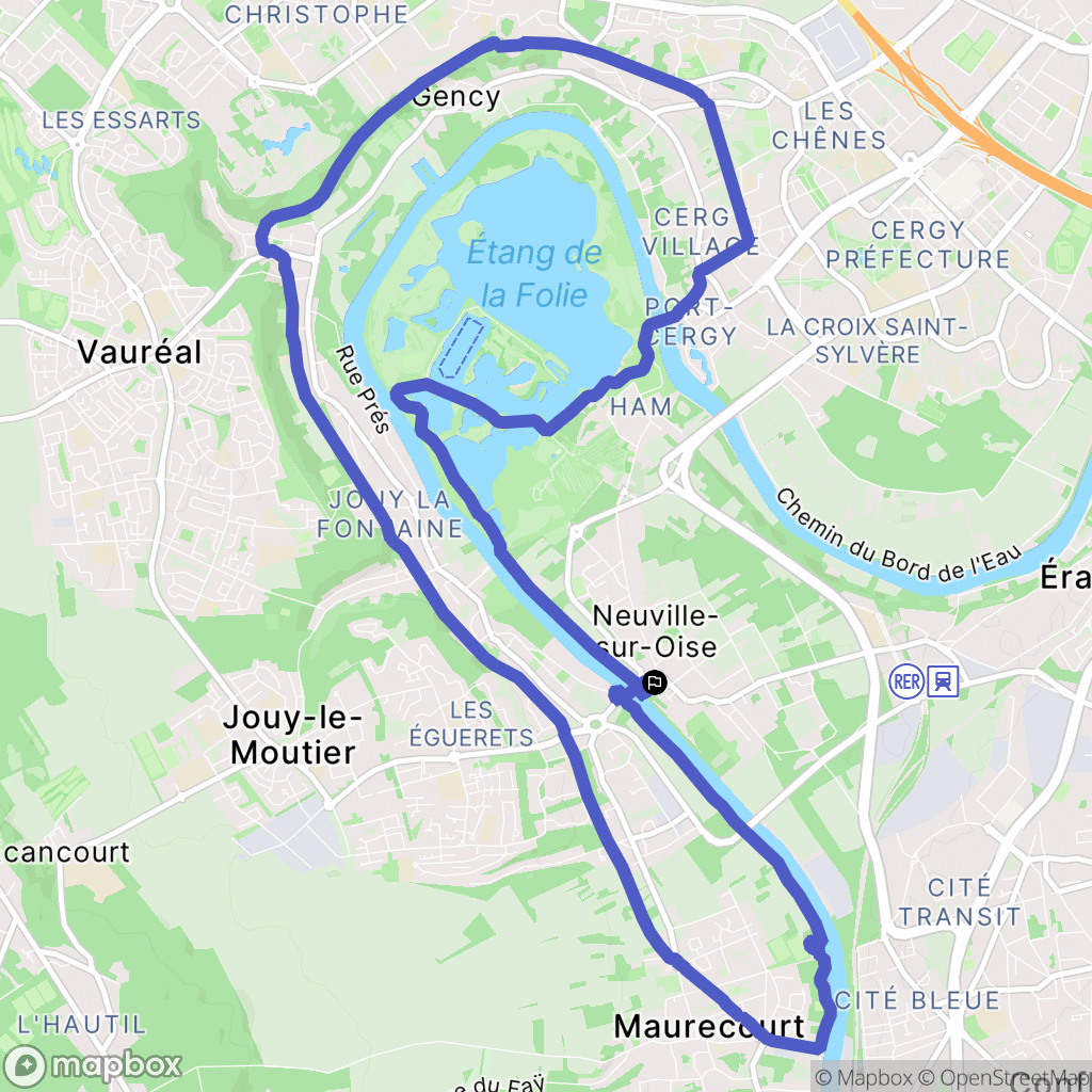 Neuville-sur-Oise : carte du parcours de randonnée - France