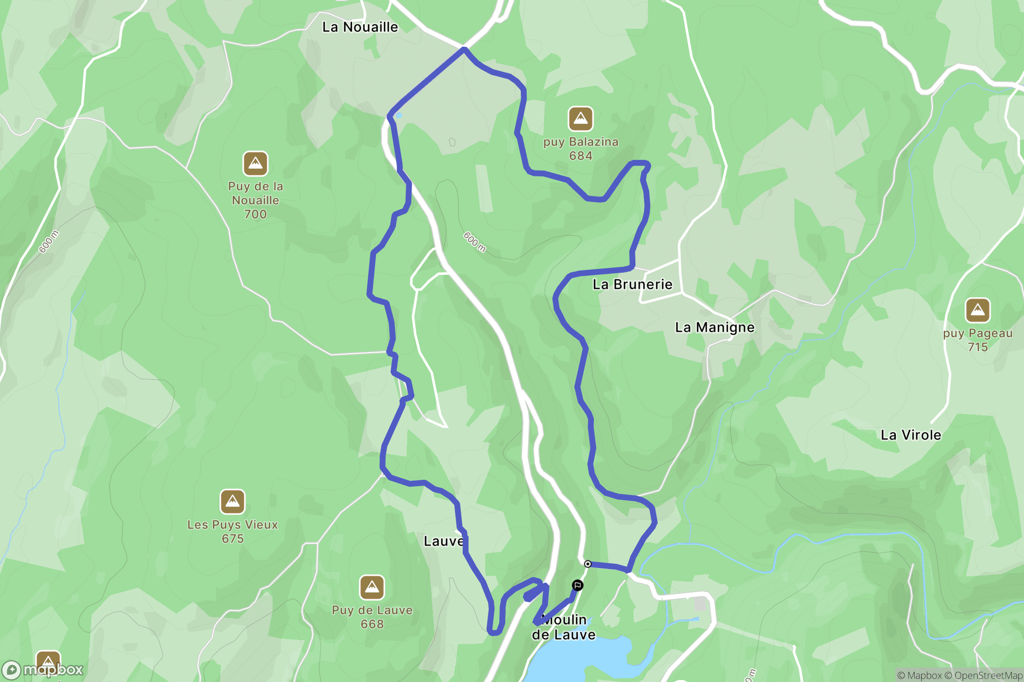 Saint-Hilaire-les-Courbes : carte du parcours de randonnée - France