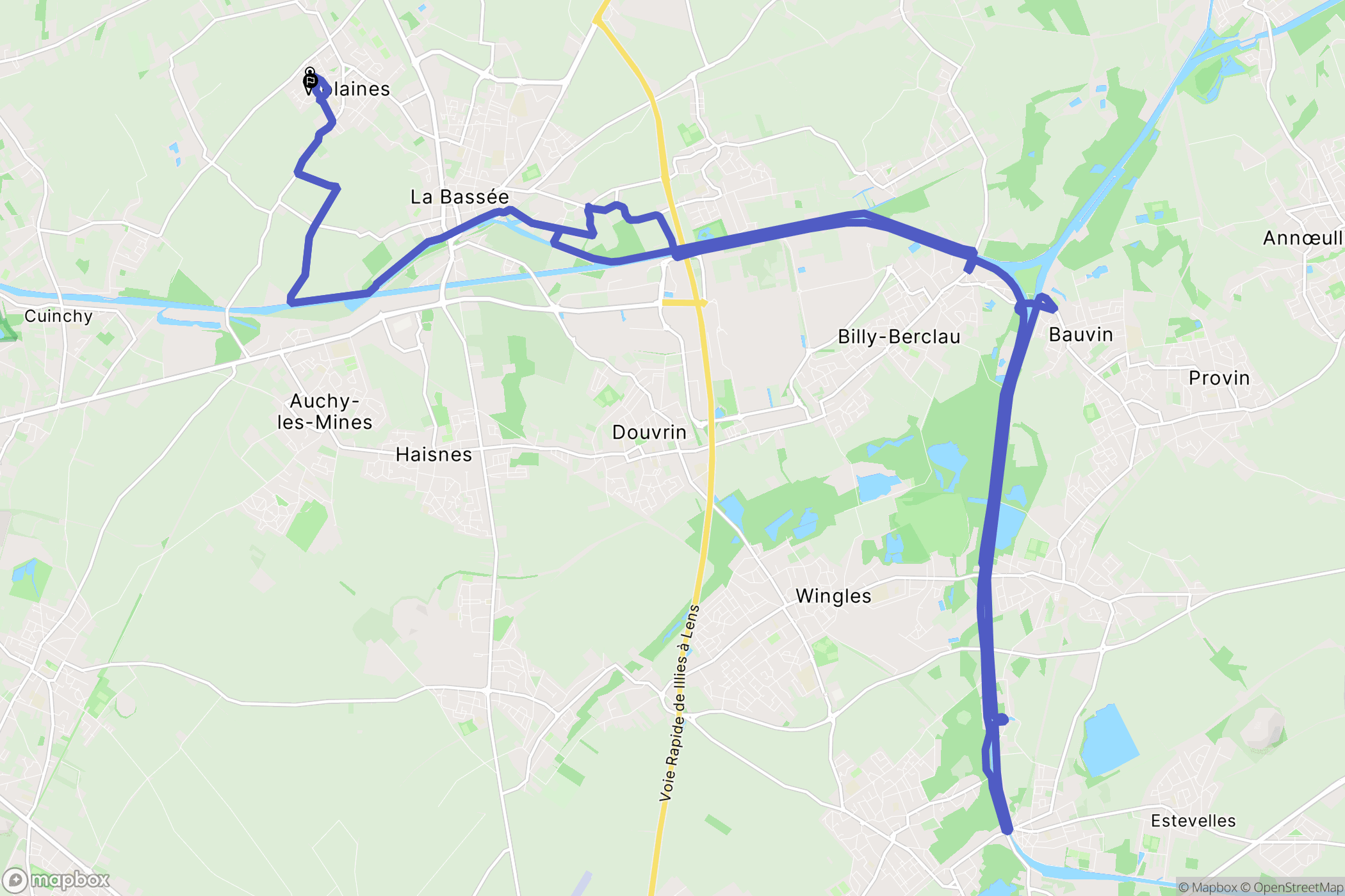Violaines : carte du parcours de randonnée - France