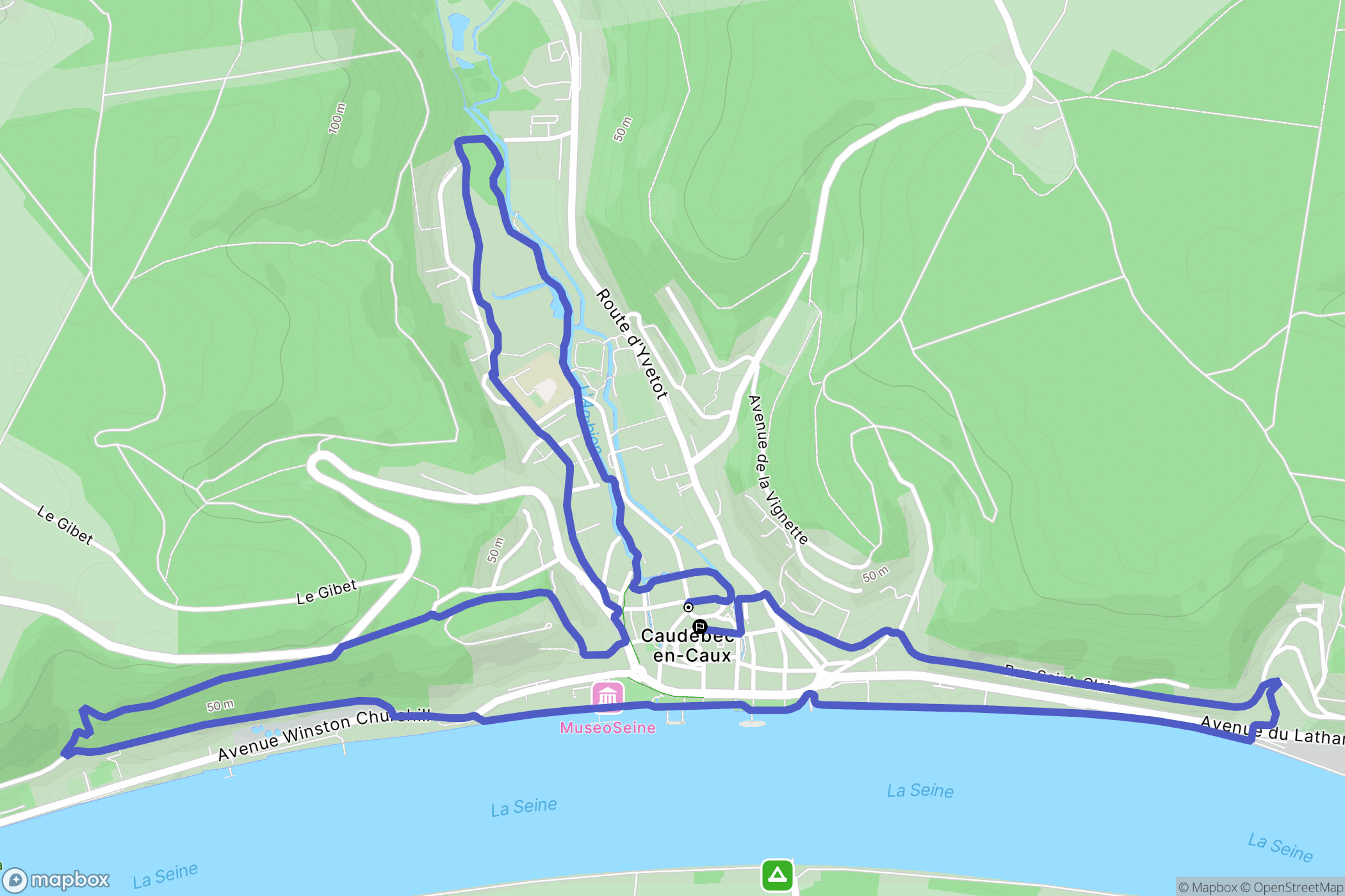 Rives-en-Seine : carte du parcours de randonnée - France