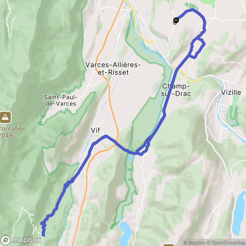 CHAMPAGNIER : carte du parcours de randonnée - France