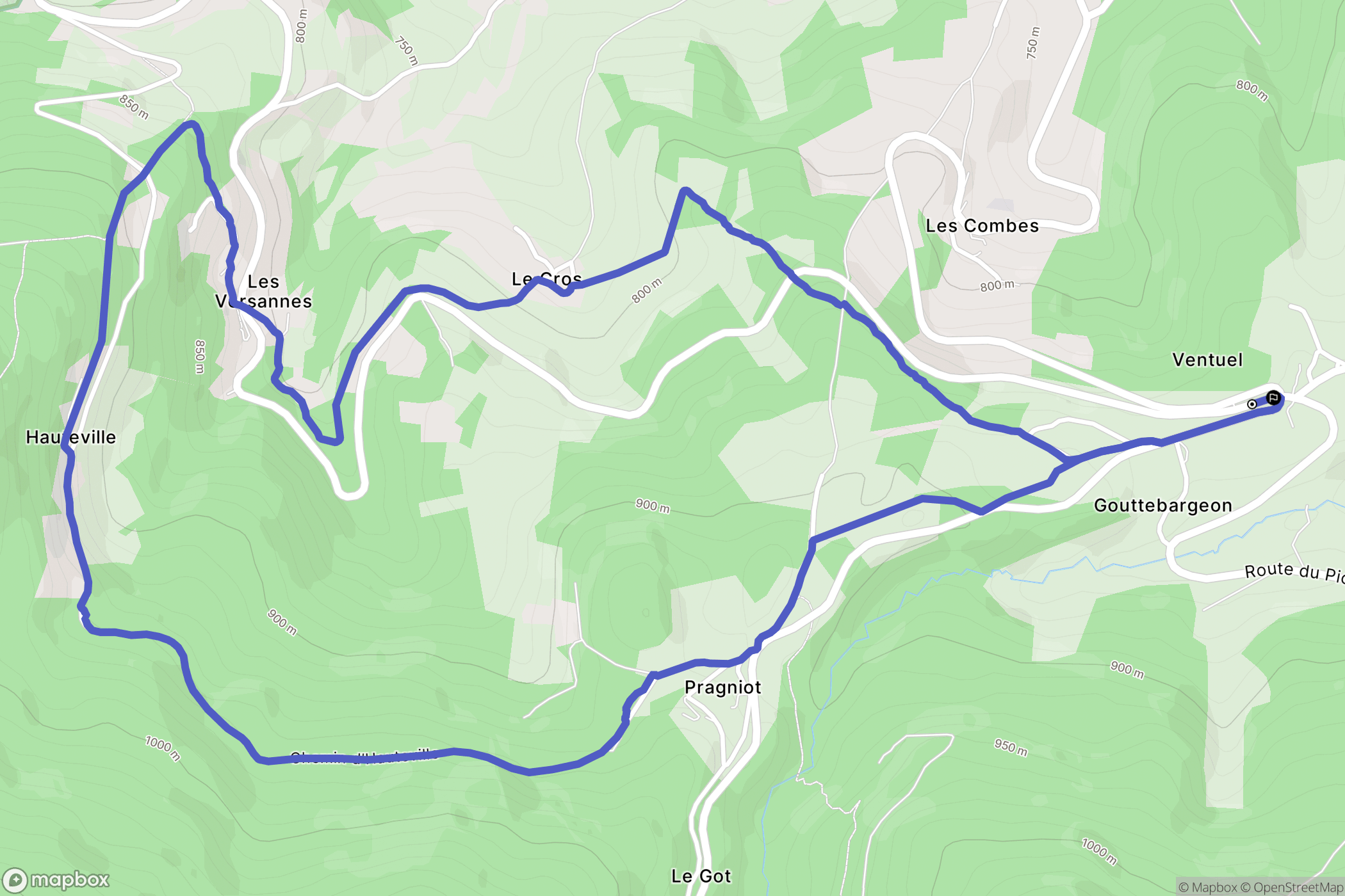 Saint-Jean-la-Vêtre : carte du parcours de randonnée - France