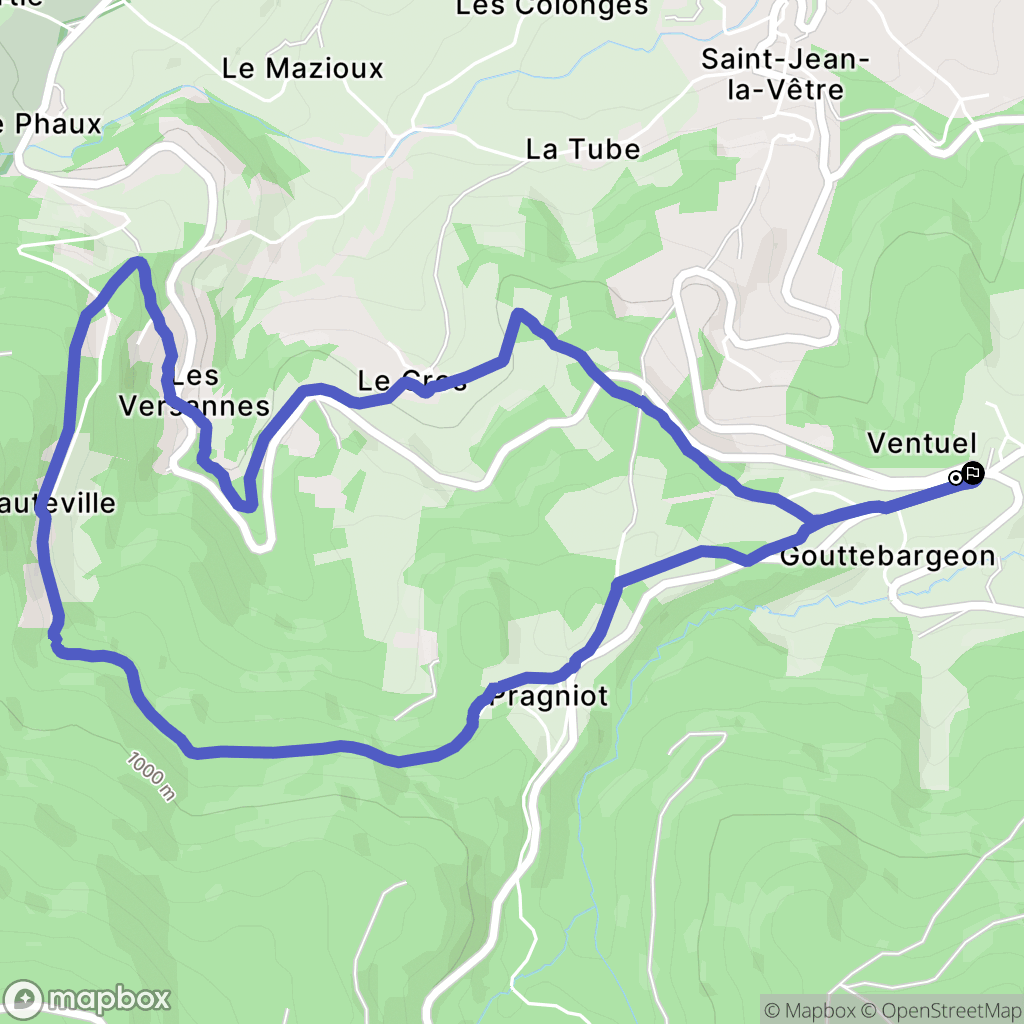 Saint-Jean-la-Vêtre : carte du parcours de randonnée - France