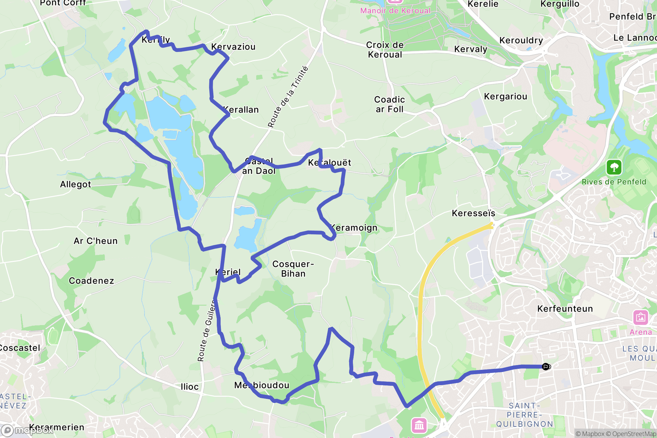 Brest : carte du parcours de randonnée - France