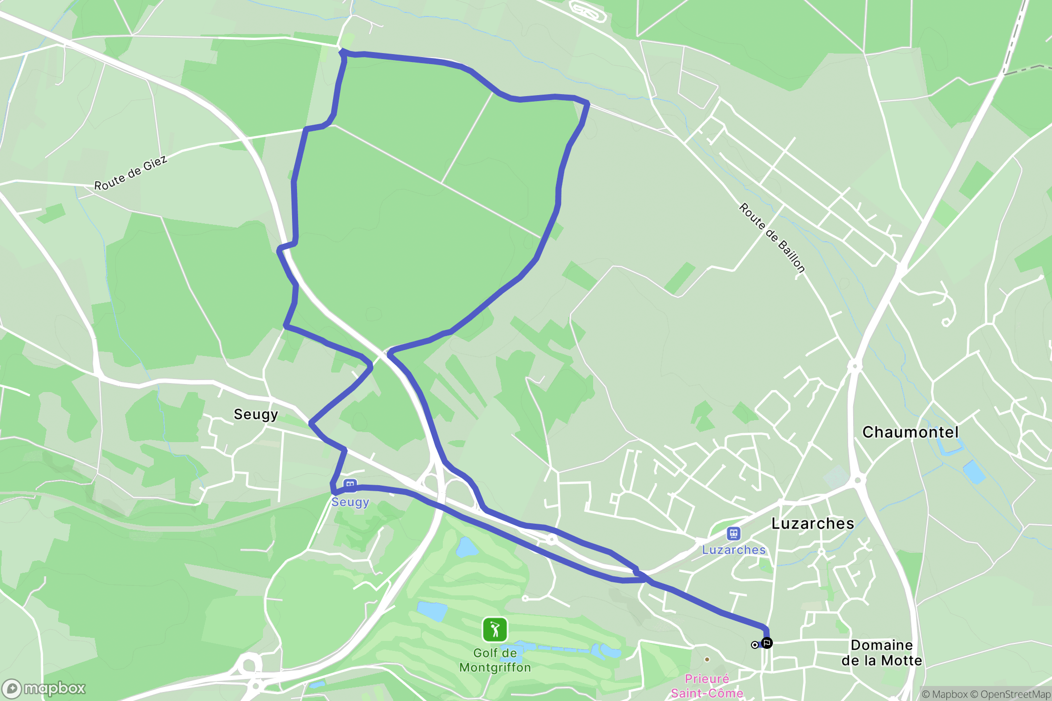 Luzarches : carte du parcours de randonnée - France