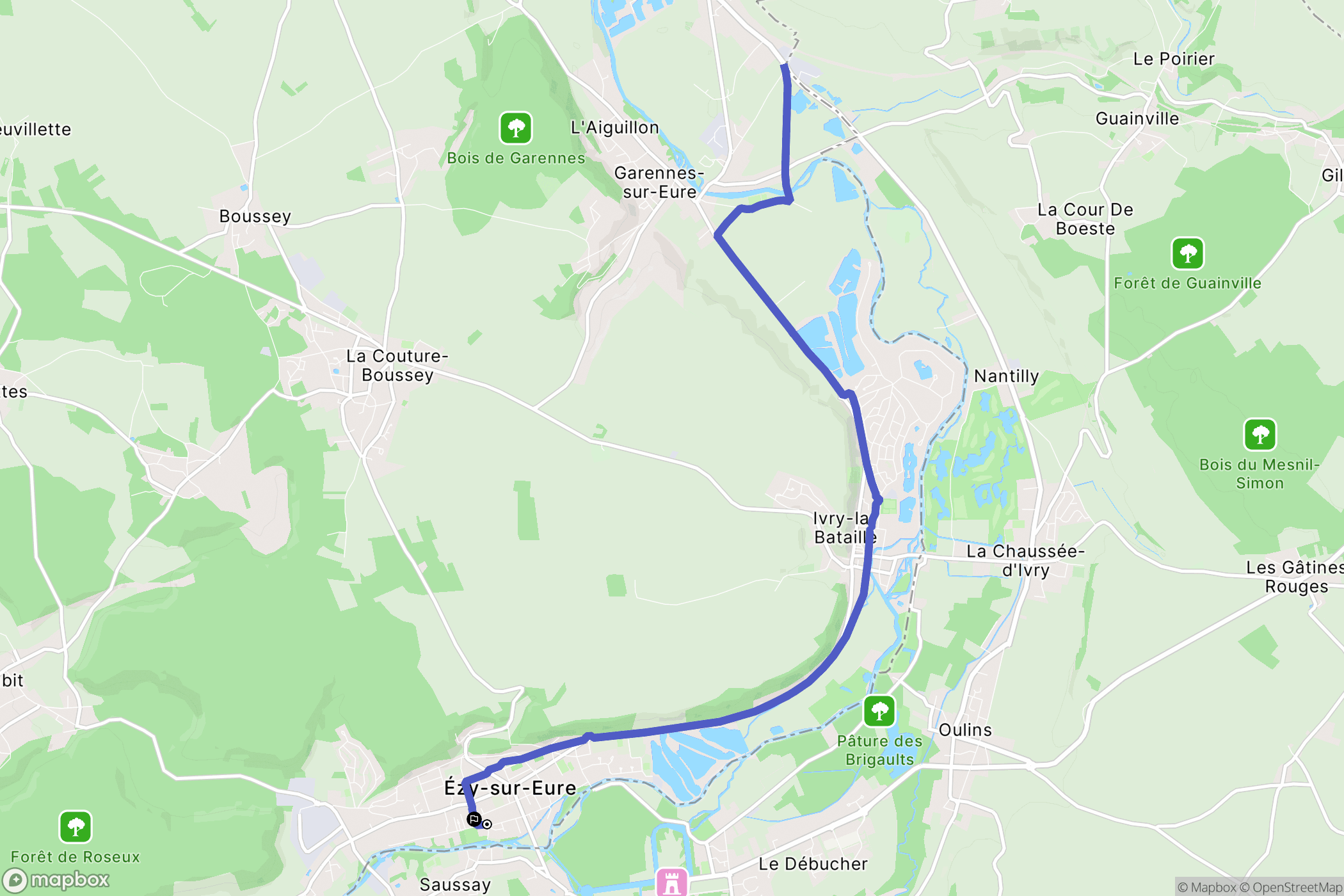 Ézy-sur-Eure : carte du parcours de randonnée - France
