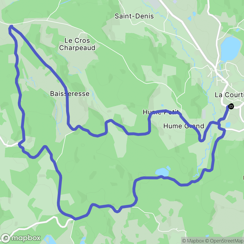 La Courtine : carte du parcours de randonnée - France