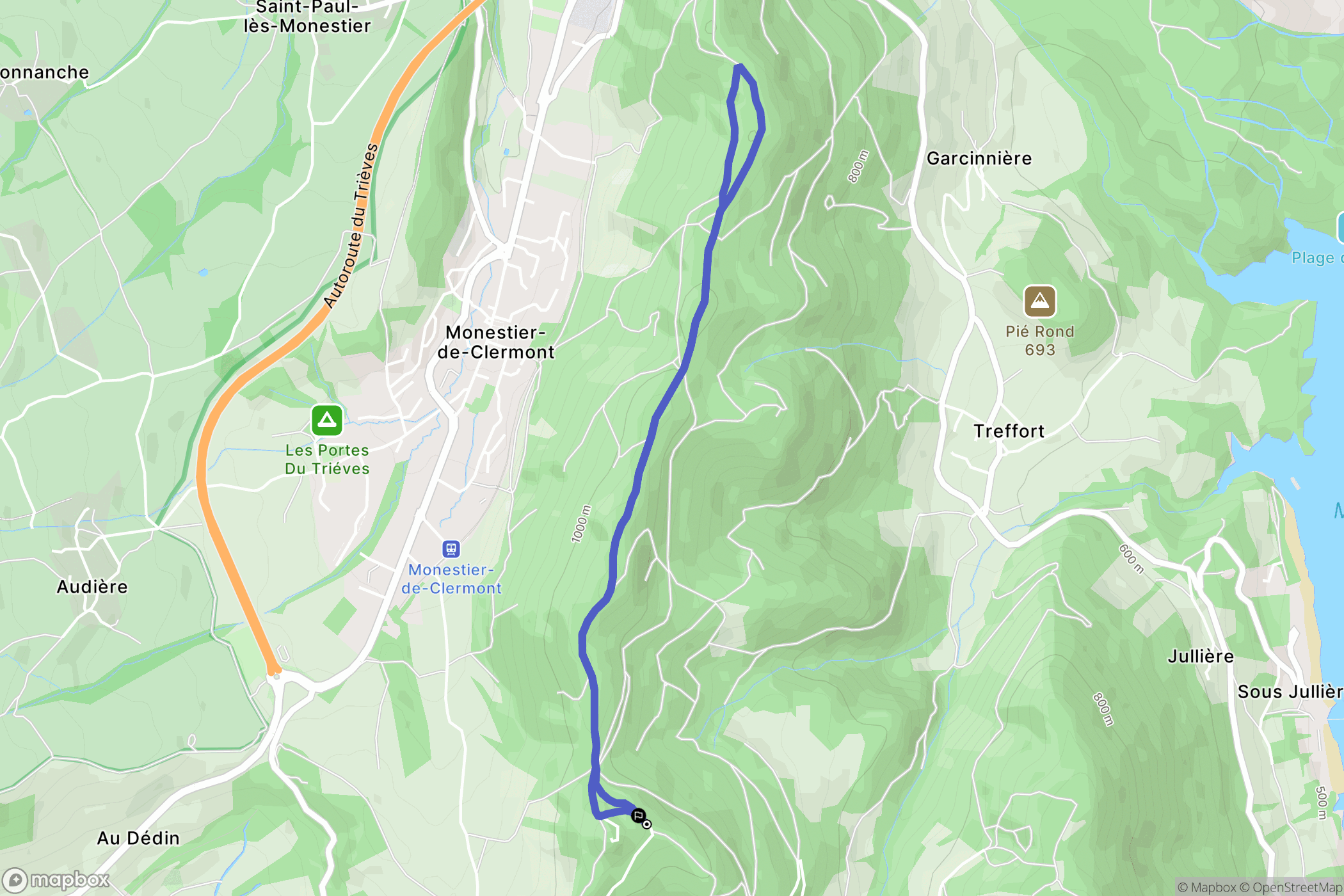Treffort : carte du parcours de randonnée - France