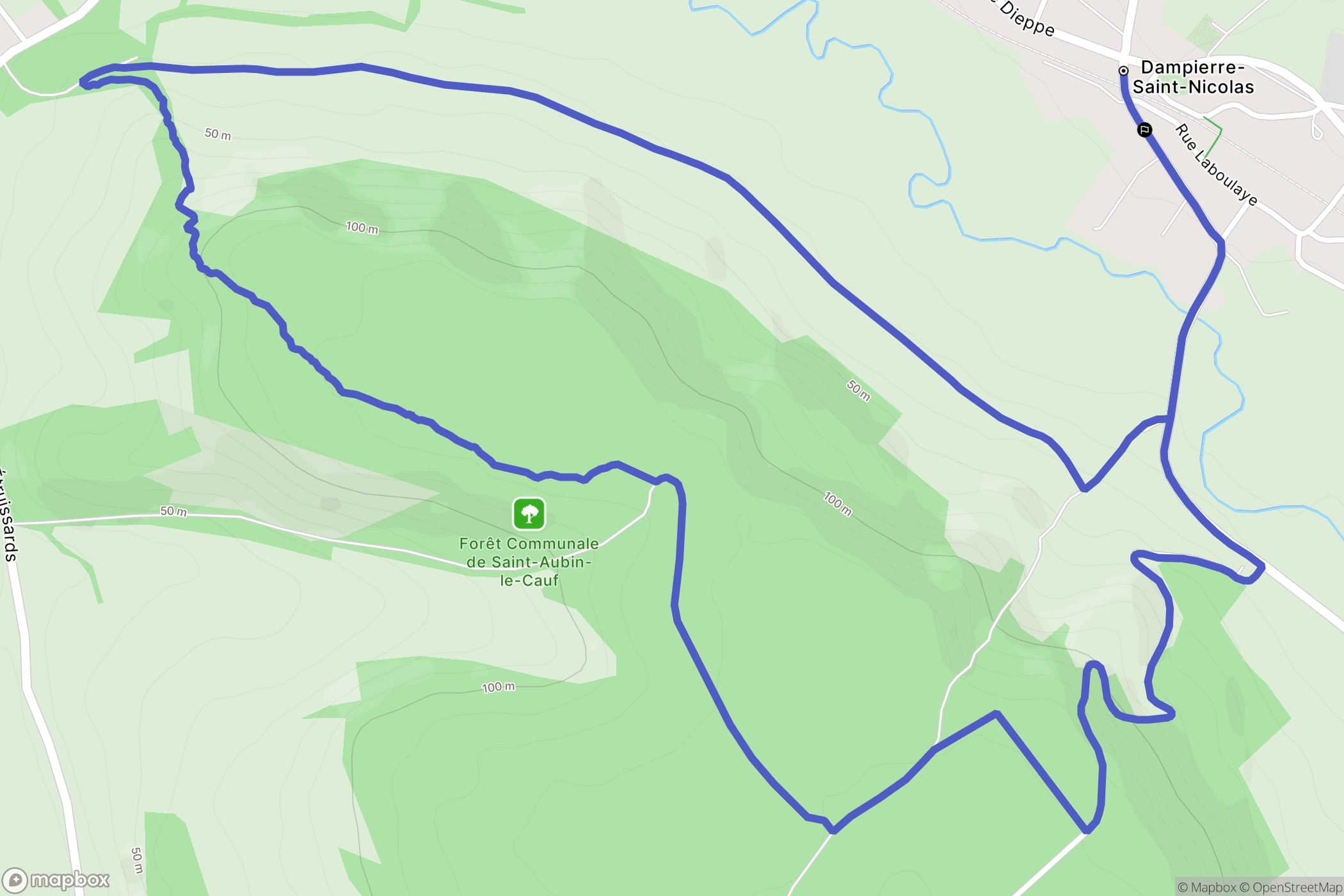 Dampierre-Saint-Nicolas : carte du parcours de randonnée - France