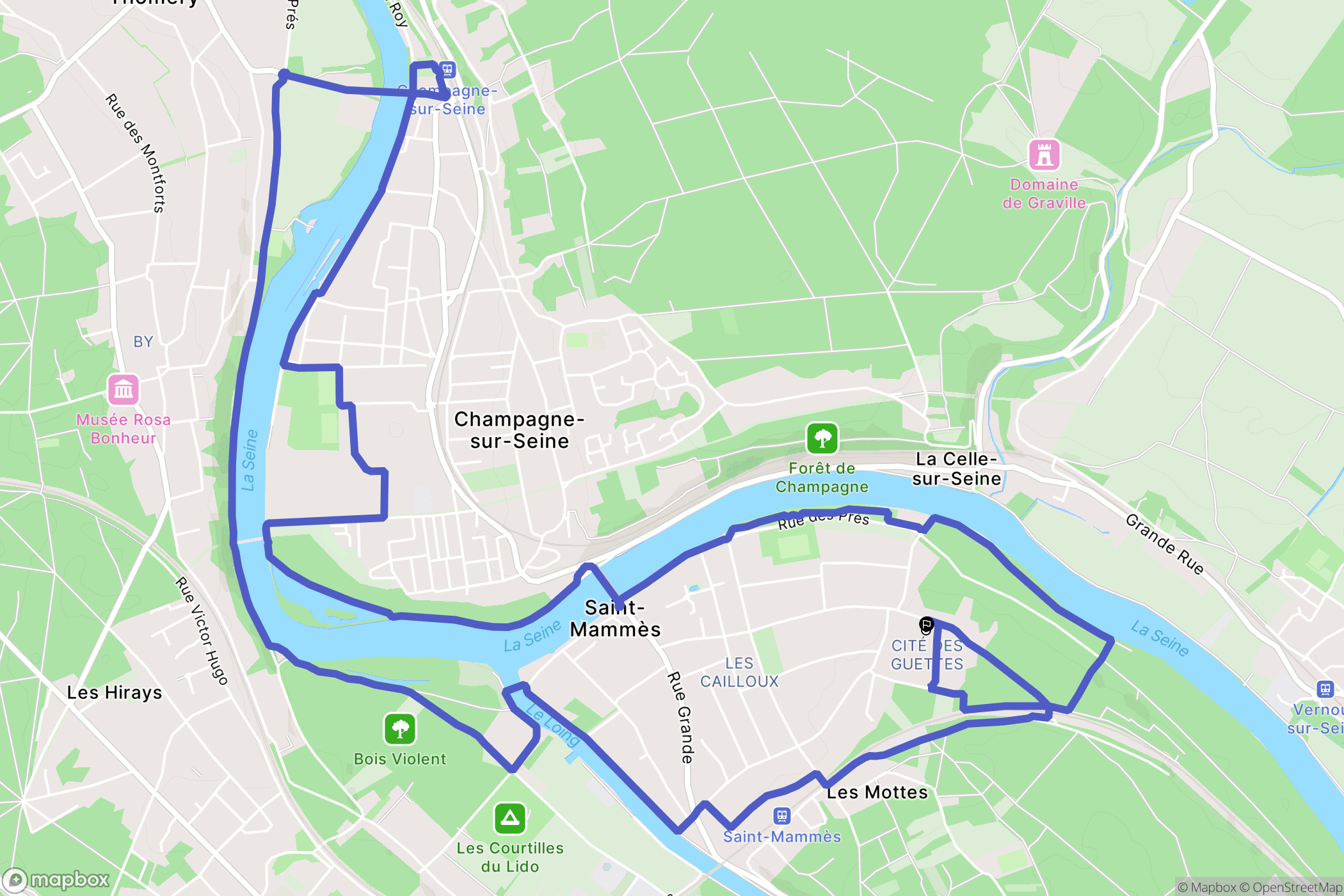 Saint Mammès : carte du parcours de randonnée - France