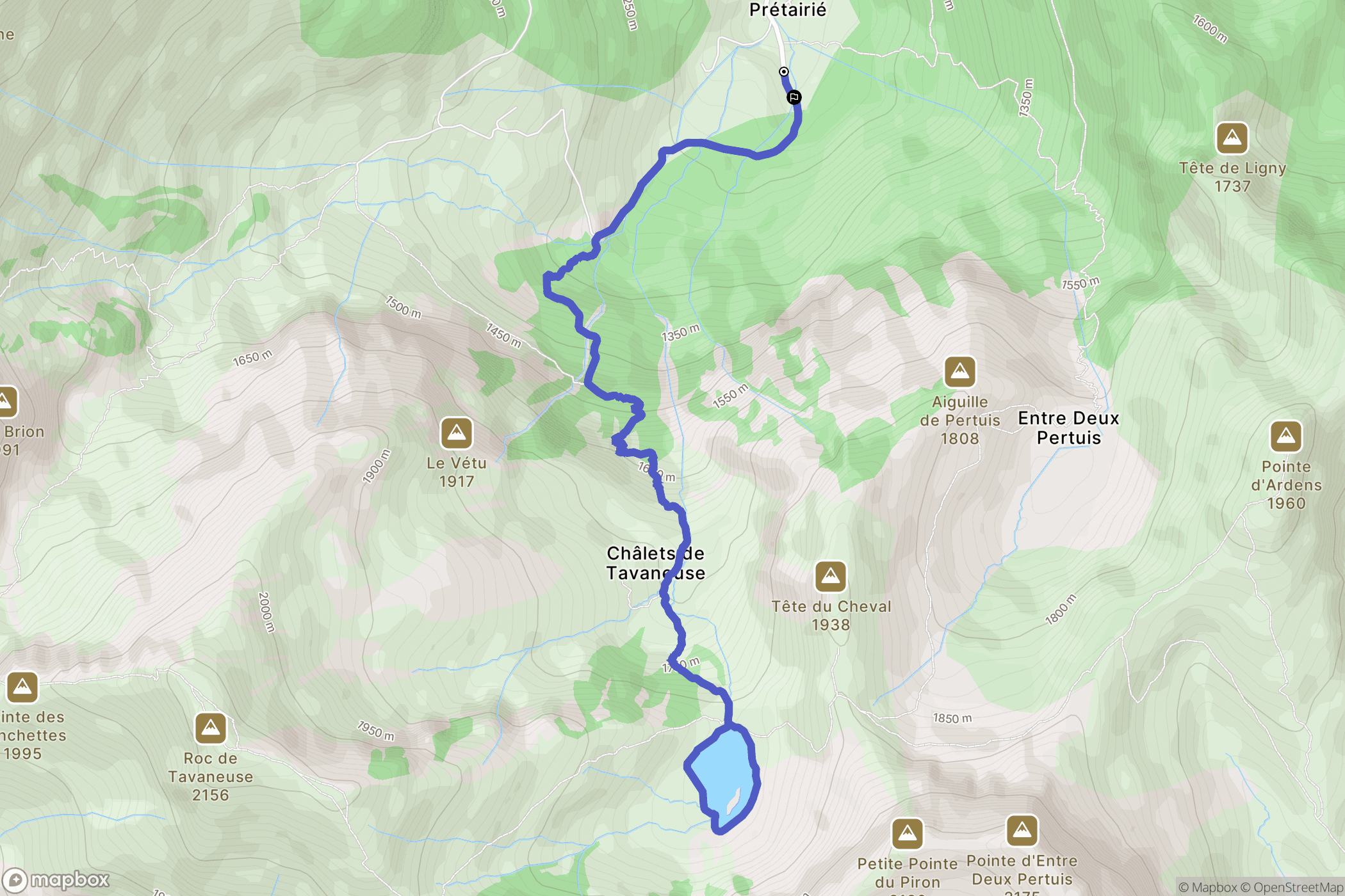 Abondance : carte du parcours de randonnée - France