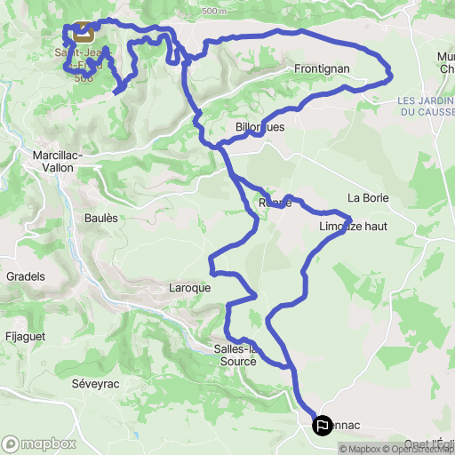 Salles-la-Source : carte du parcours de randonnée - France
