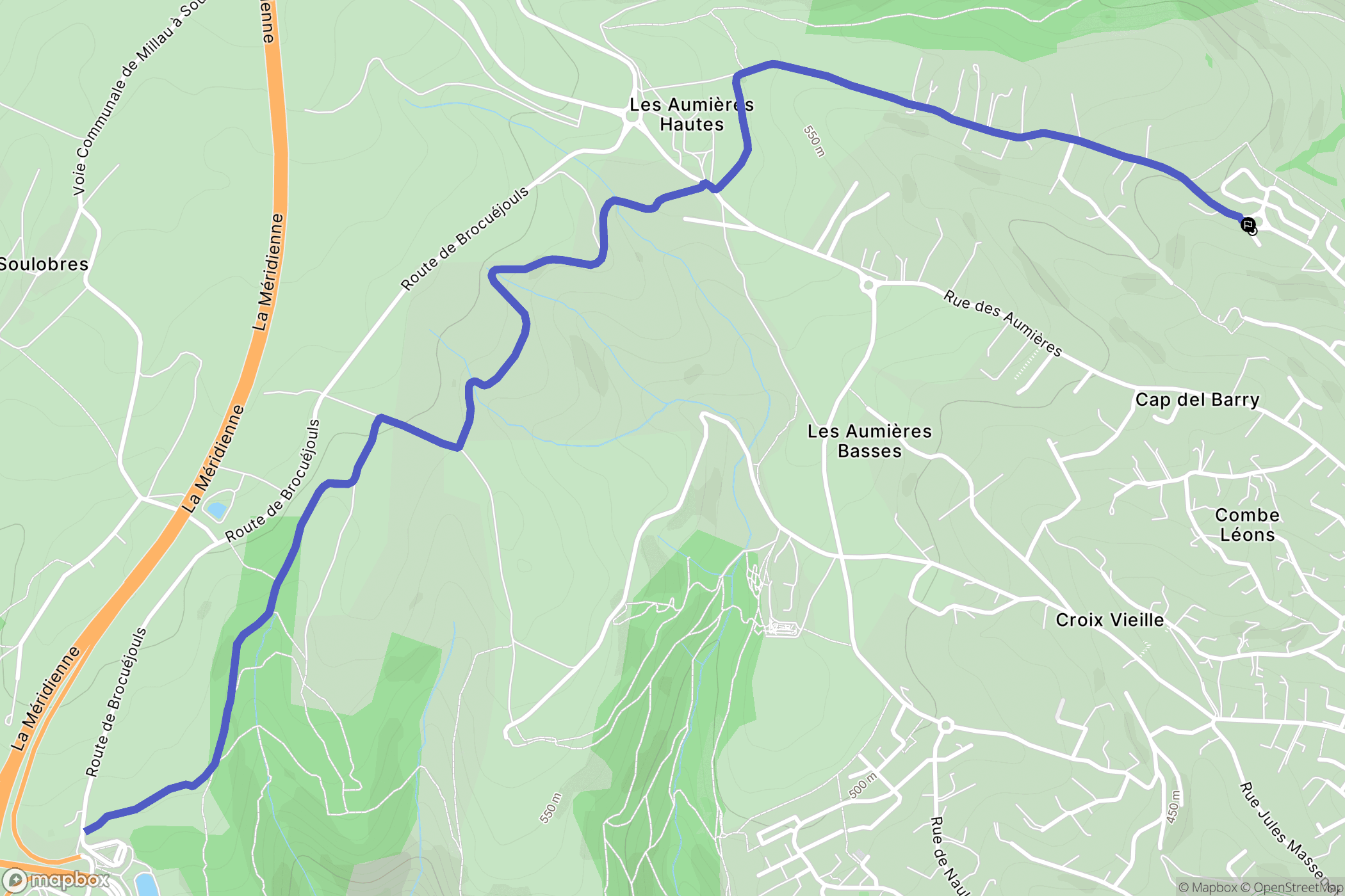 Millau : carte du parcours de randonnée - France