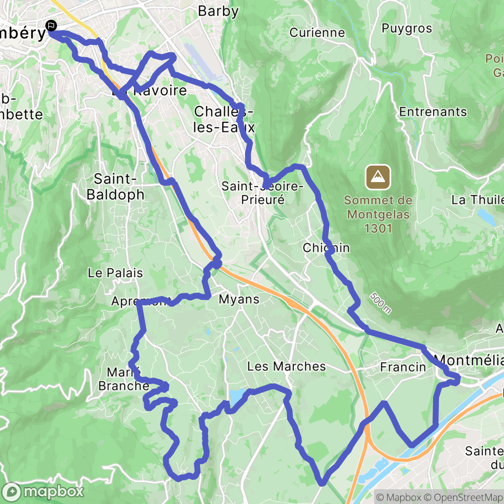 Chambéry : carte du parcours de randonnée - France