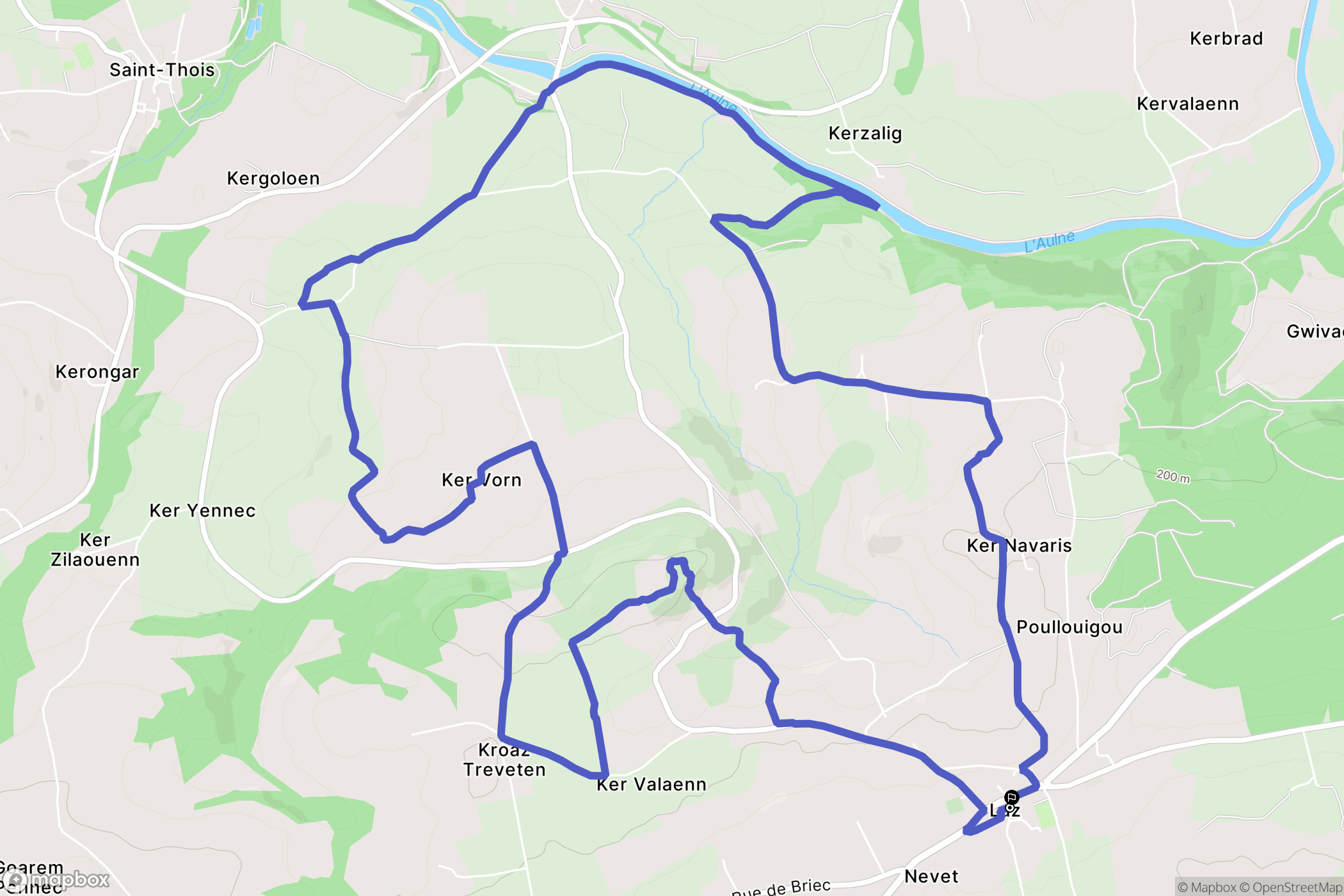 Laz : carte du parcours de randonnée - France