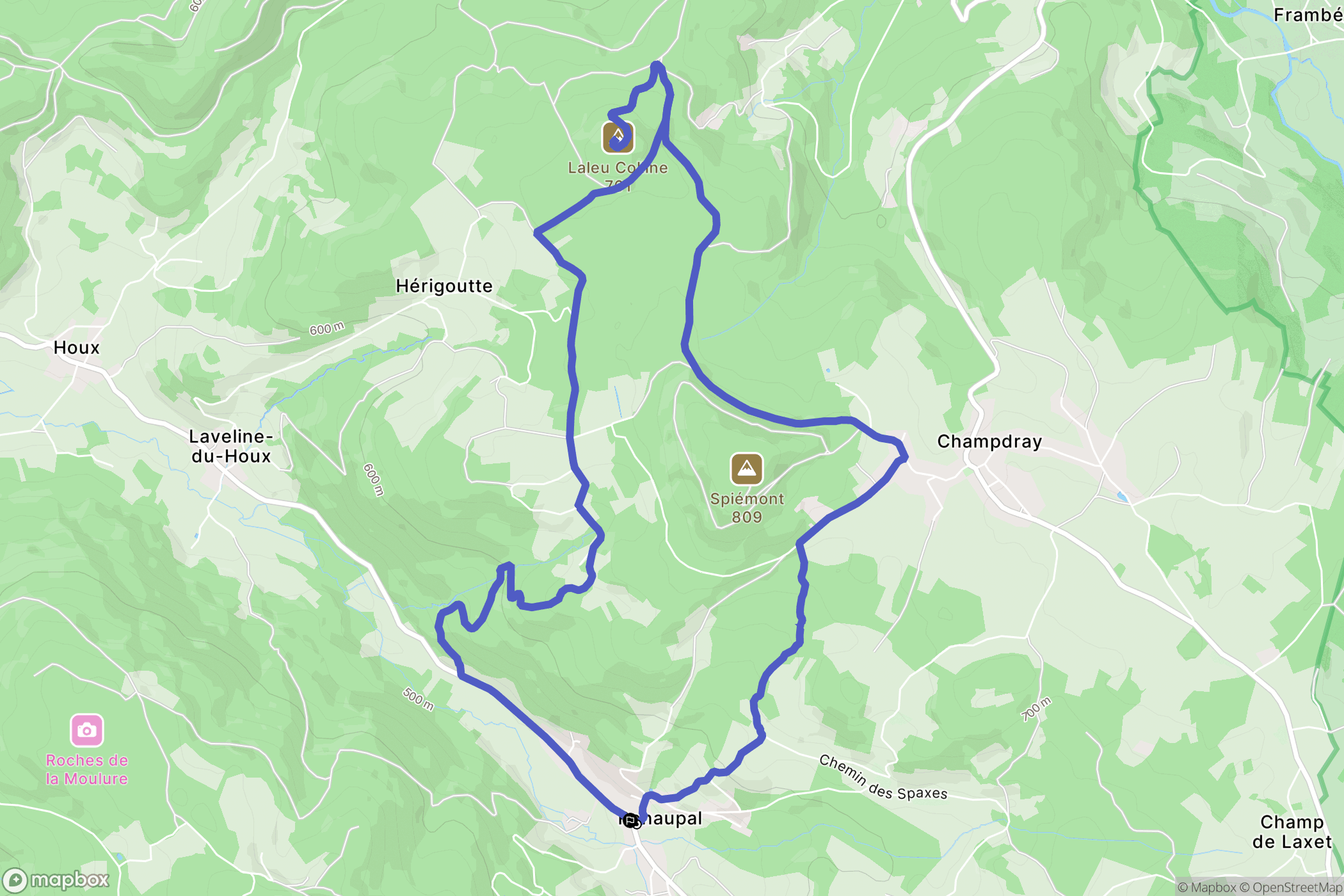 Rehaupal : carte du parcours de randonnée - France