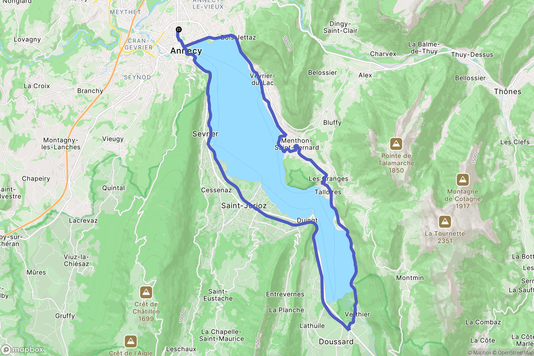 Annecy : carte du parcours de randonnée - France
