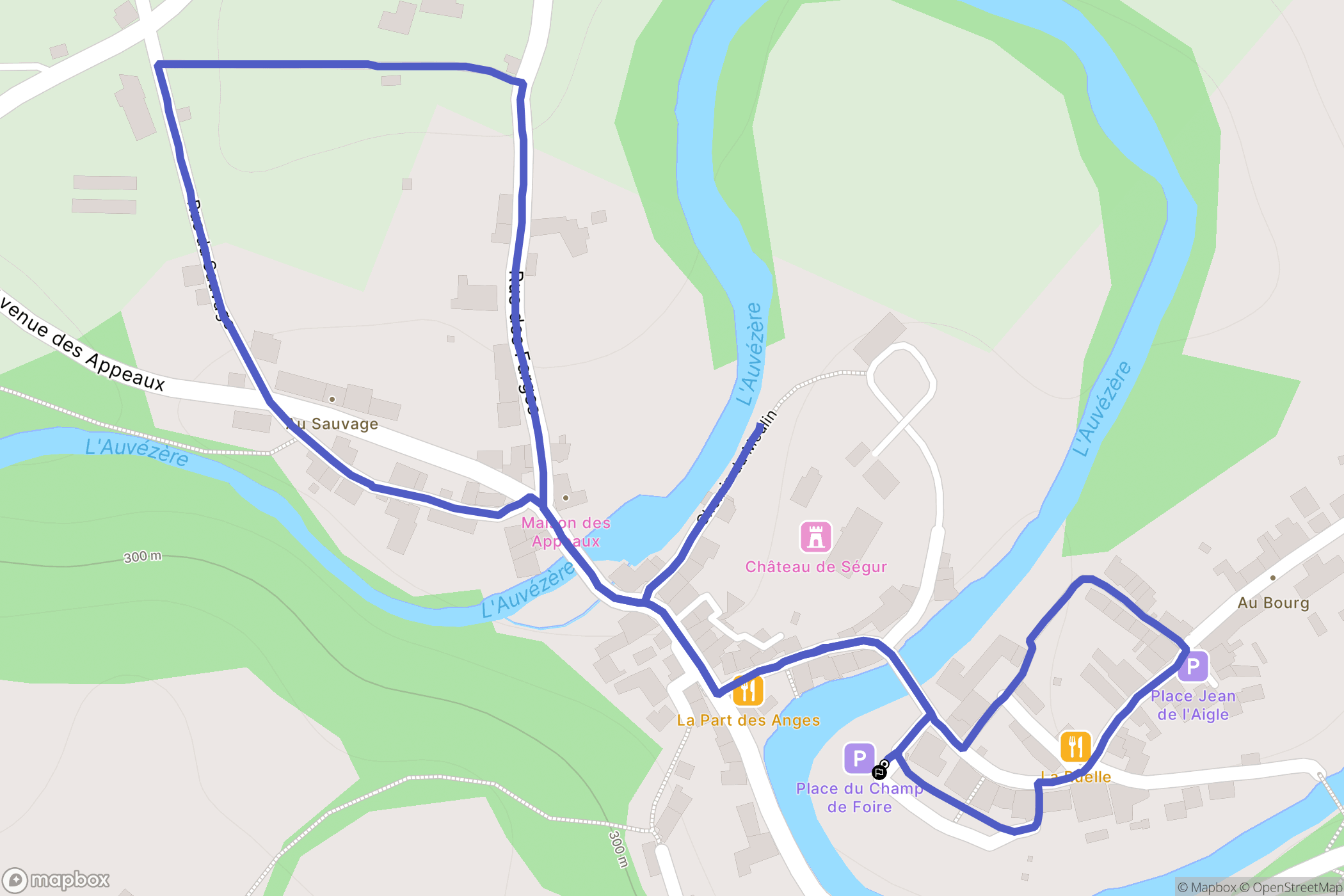 Ségur-le-Château : carte du parcours de randonnée - France
