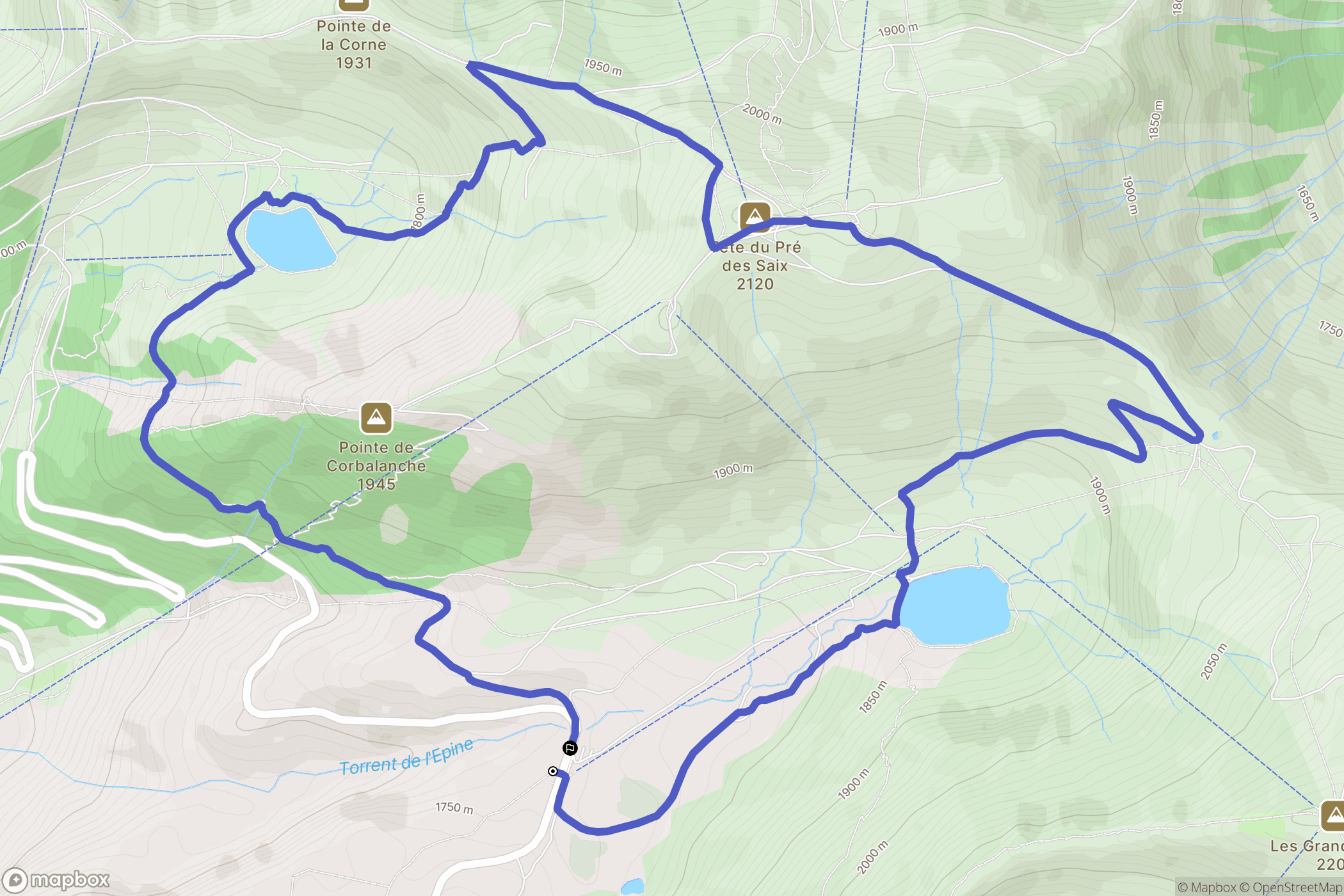 Arâches-la-Frasse : carte du parcours de randonnée - France