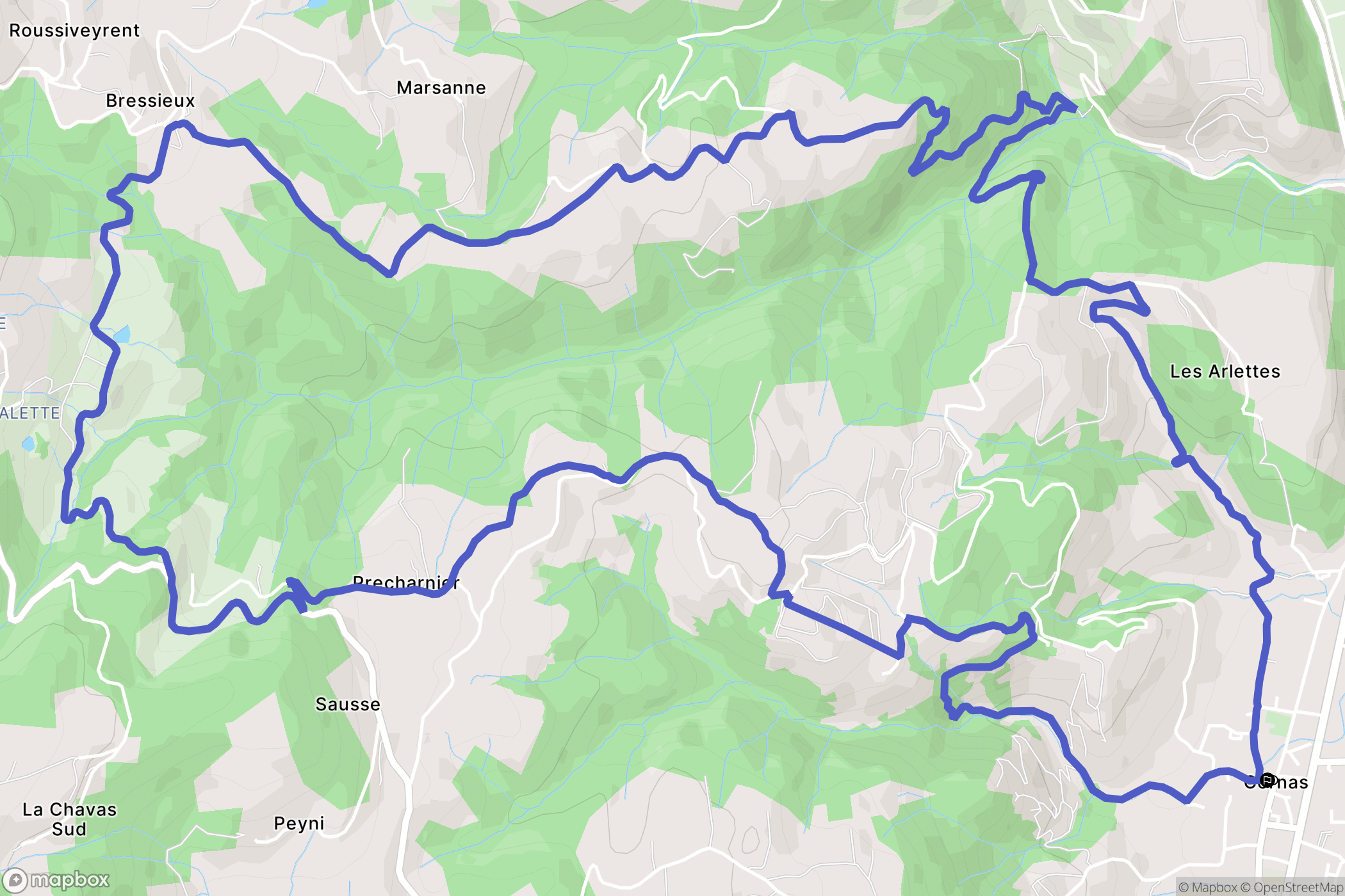 Cornas : carte du parcours de randonnée - France