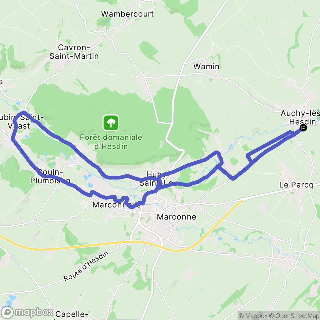 Auchy-lès-Hesdin : carte du parcours de randonnée - France
