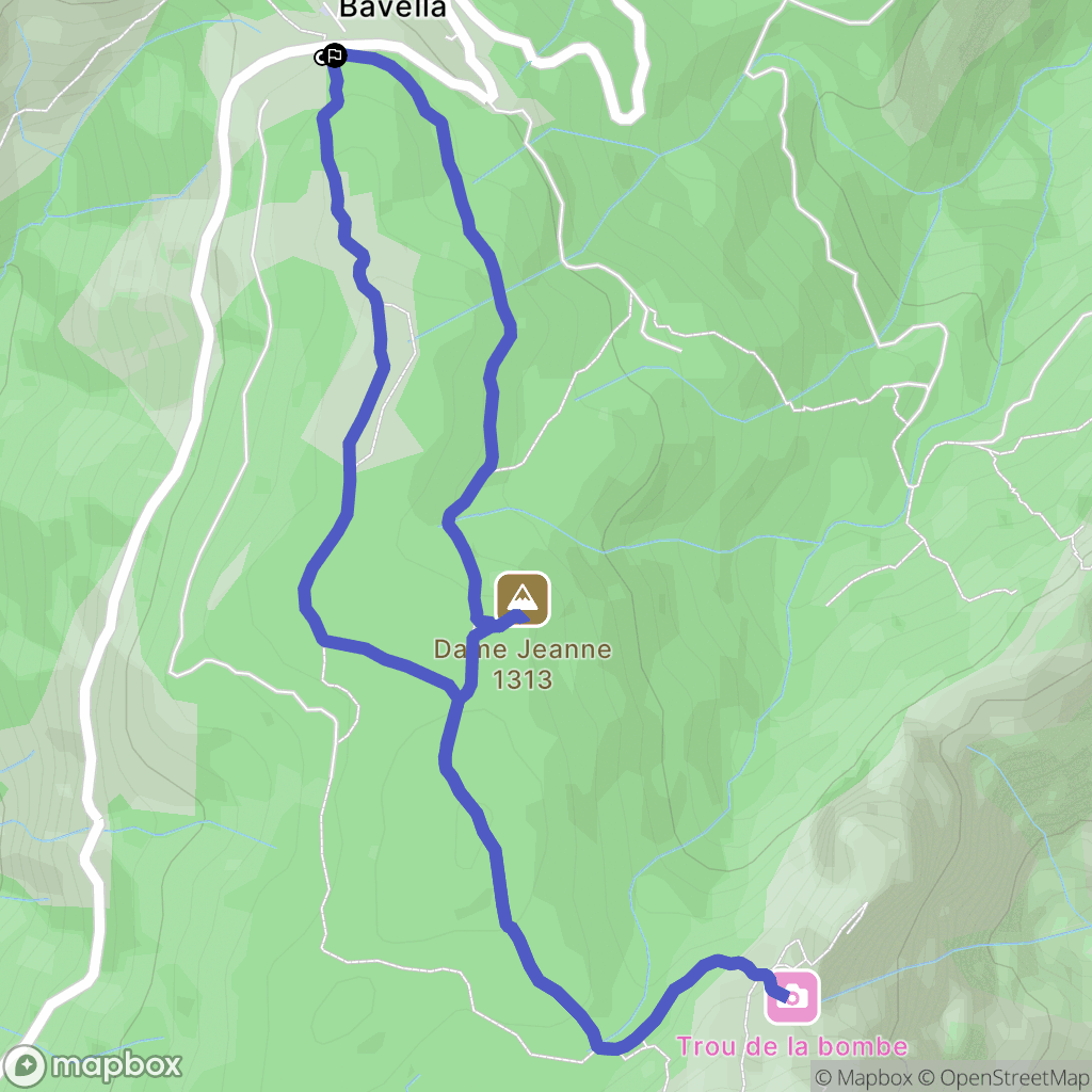 Quenza : carte du parcours de randonnée - France