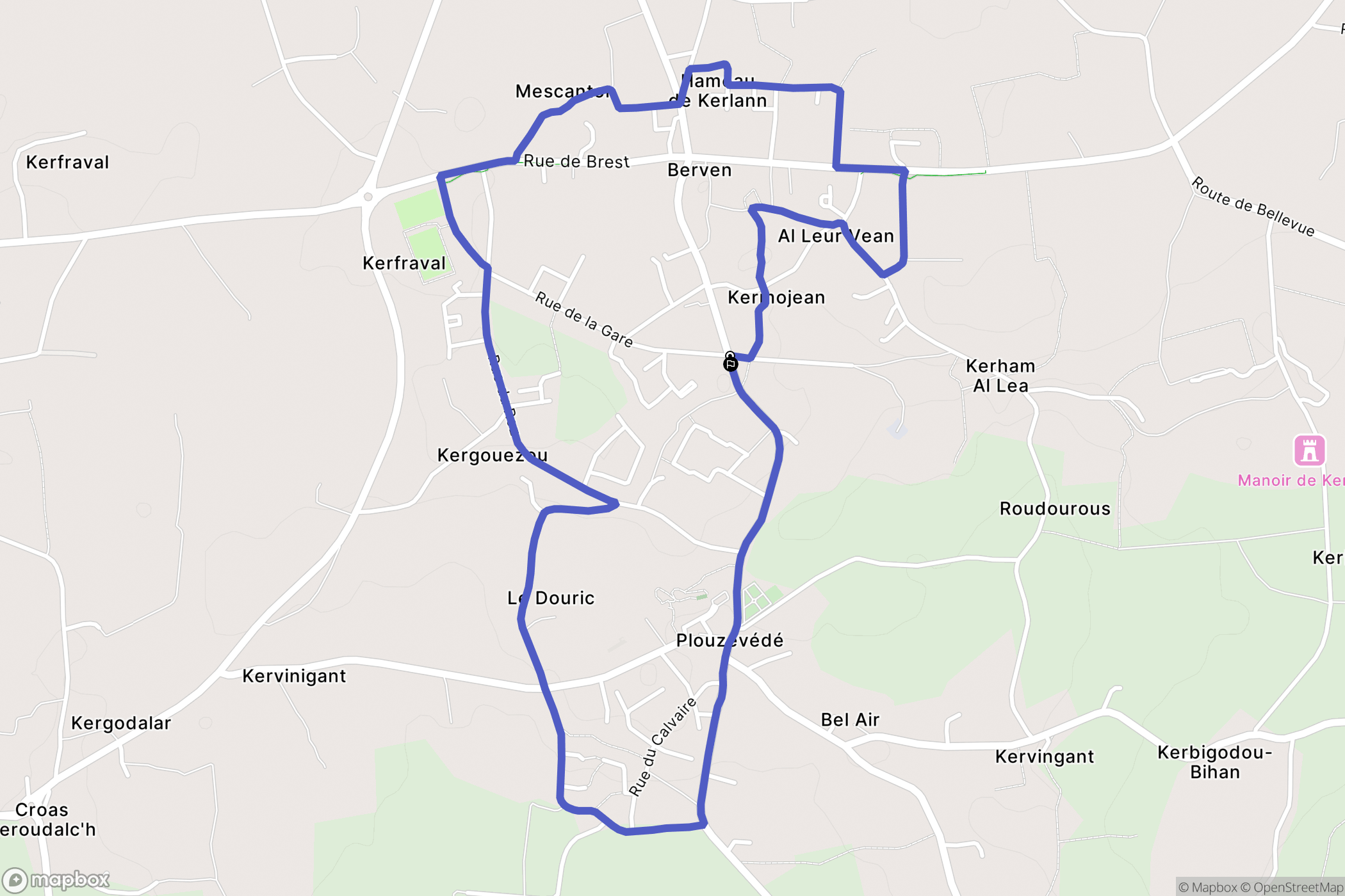 Plouzévédé : carte du parcours de randonnée - France