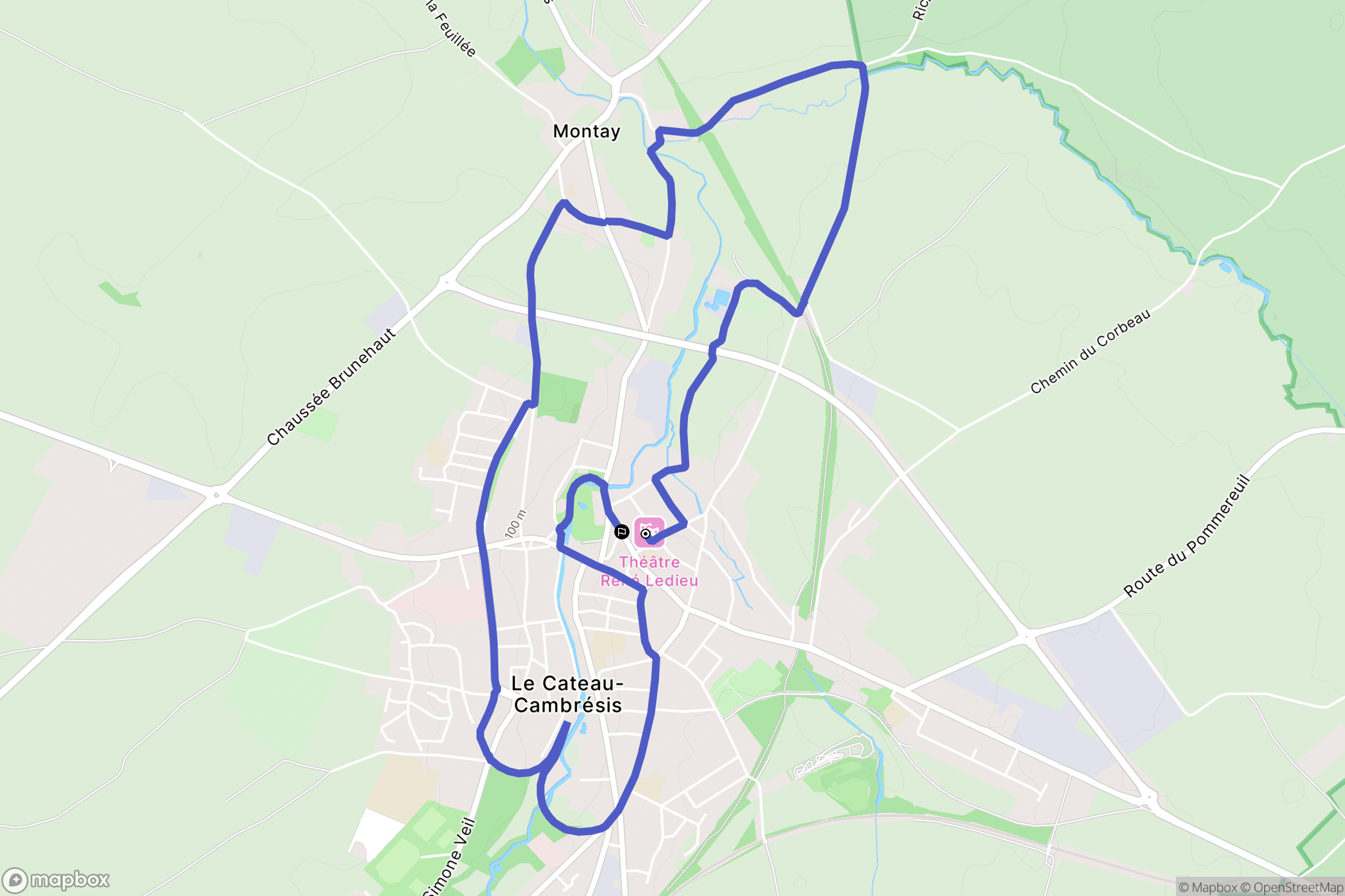 Le Cateau-Cambrésis : carte du parcours de randonnée - France
