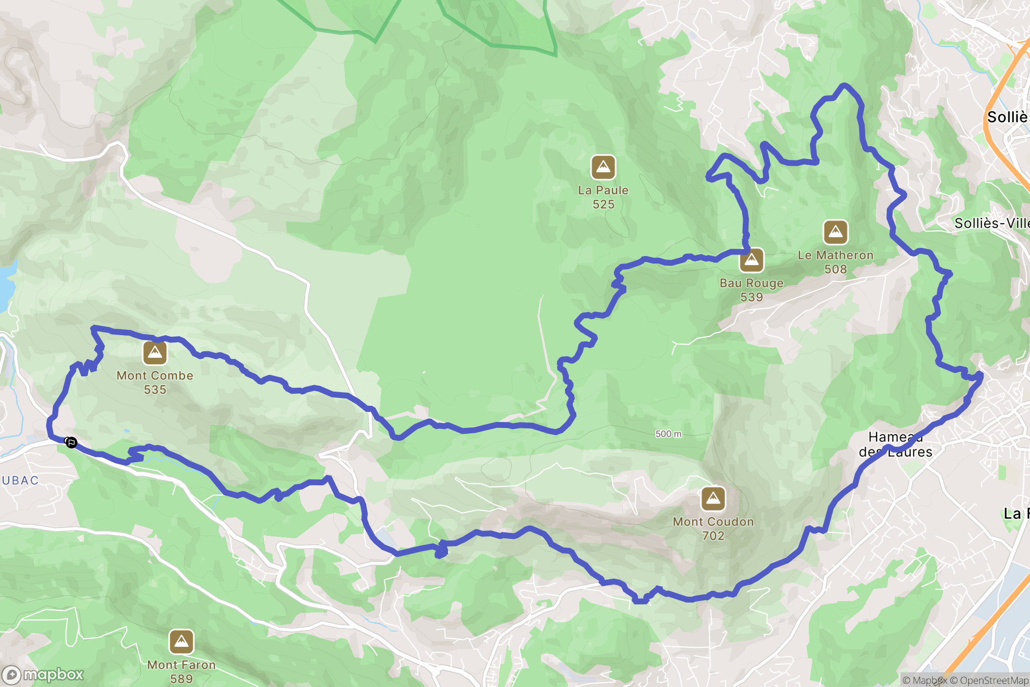 Le Revest-les-Eaux : carte du parcours de randonnée - France