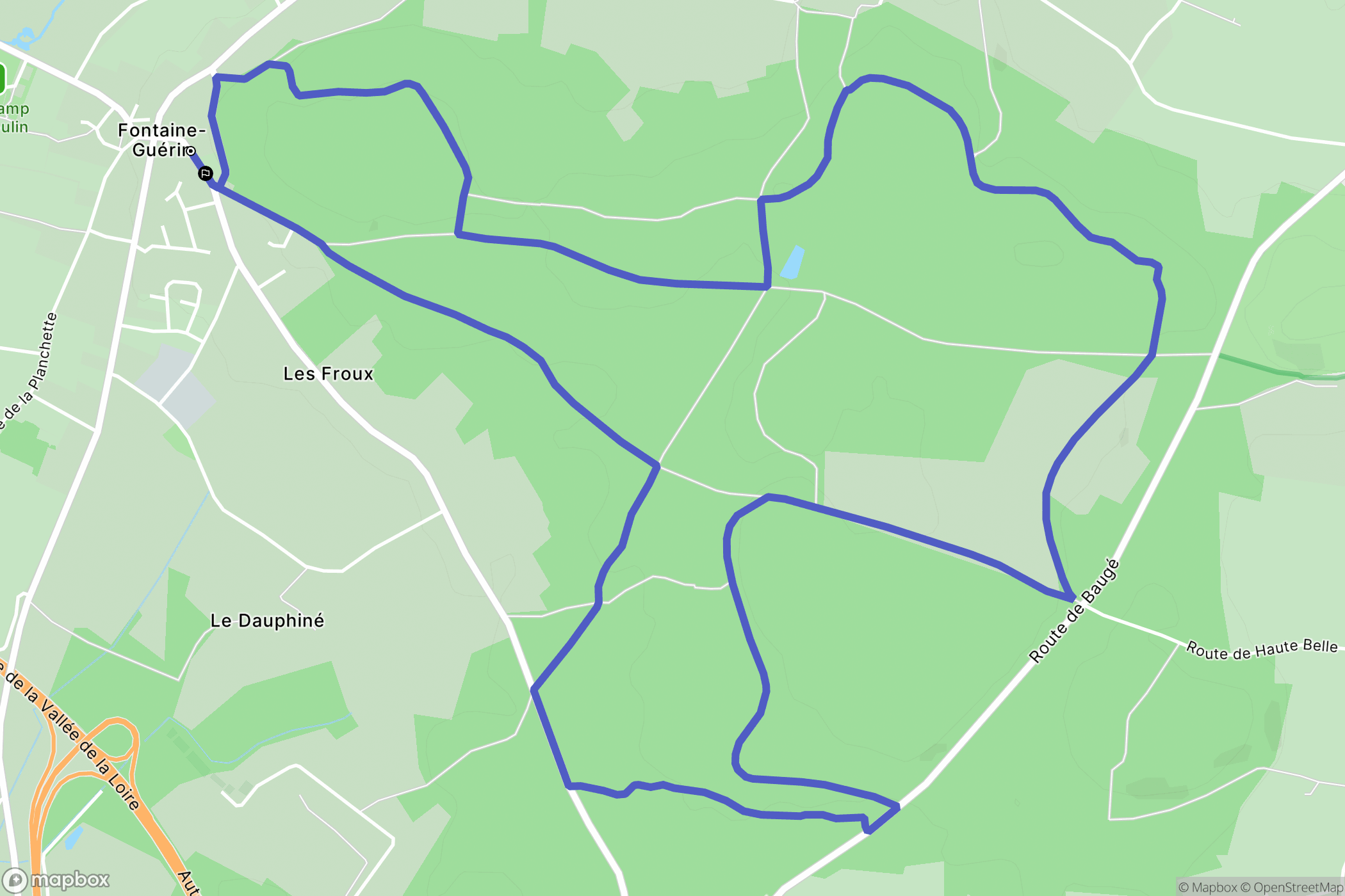 Les Bois d'Anjou : carte du parcours de randonnée - France