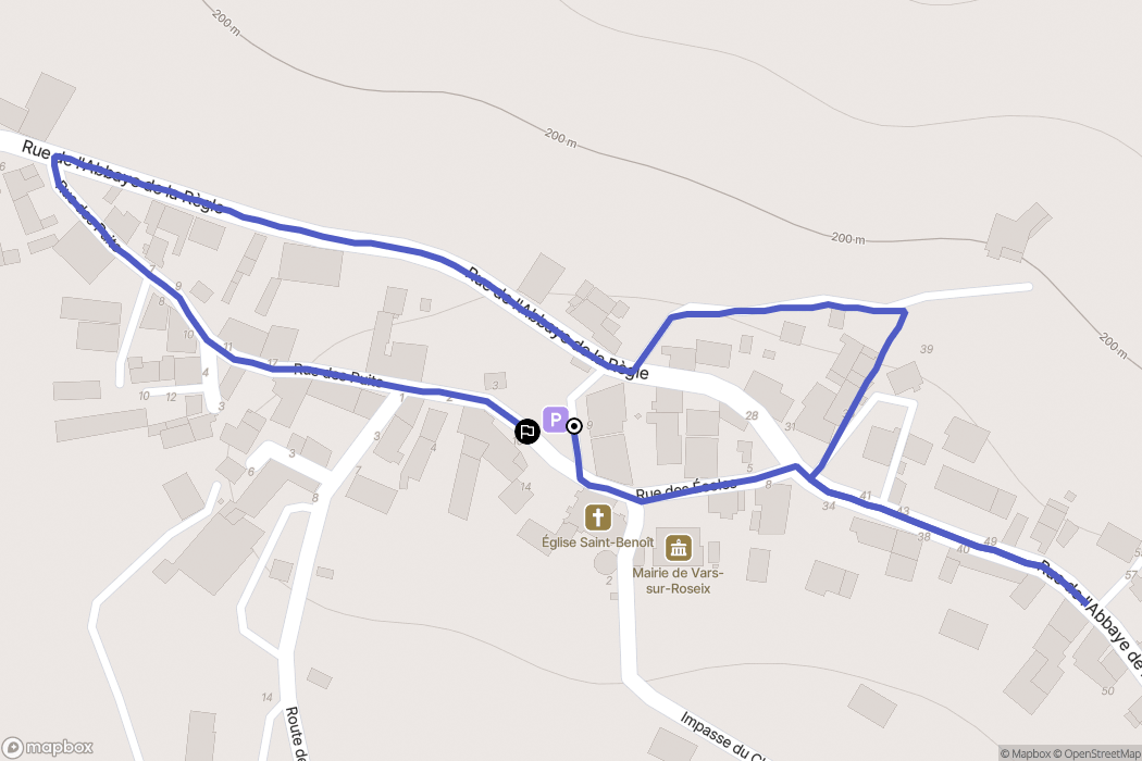 Vars-sur-Roseix : carte du parcours de randonnée - France