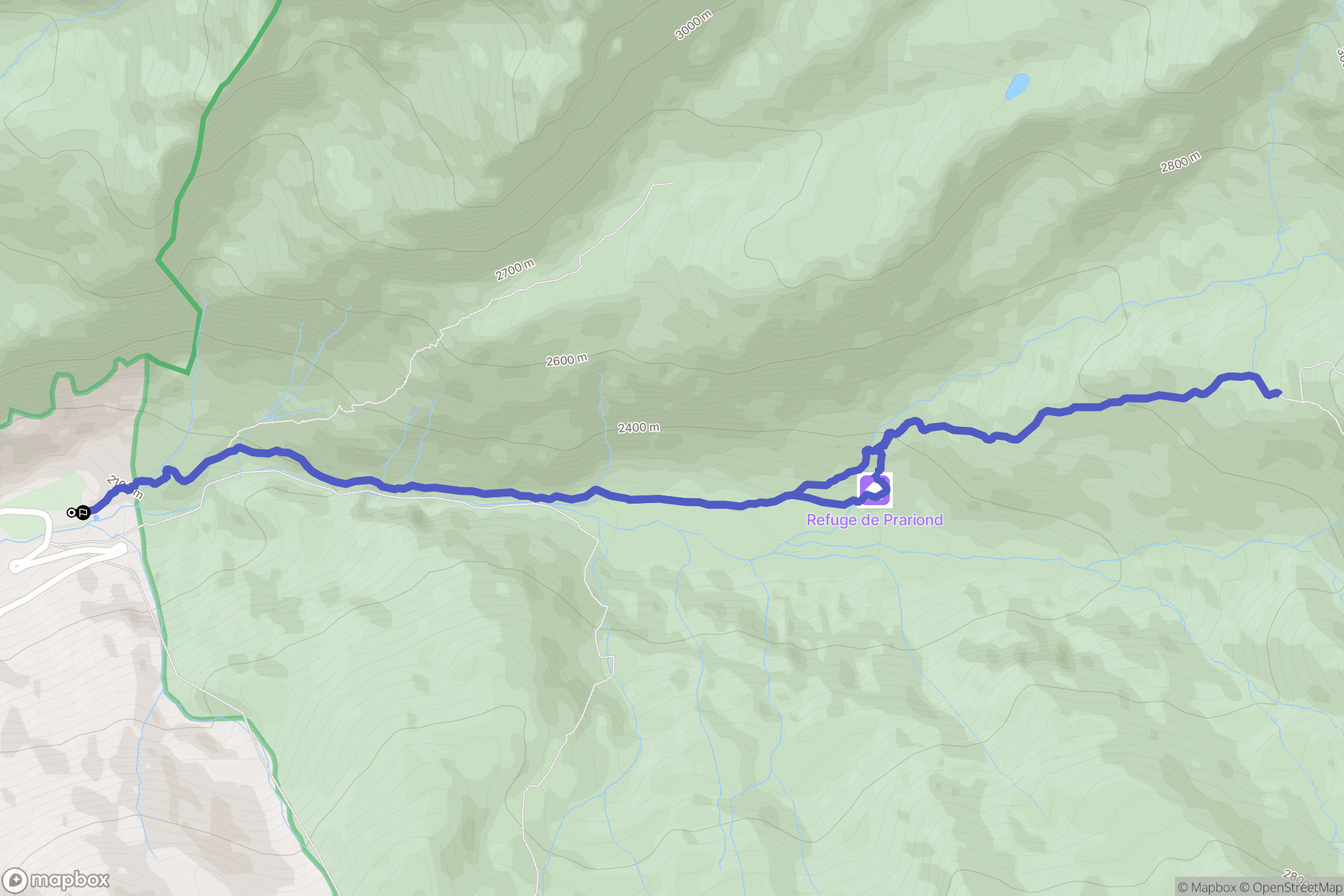 Val-d'Isère : carte du parcours de randonnée - France
