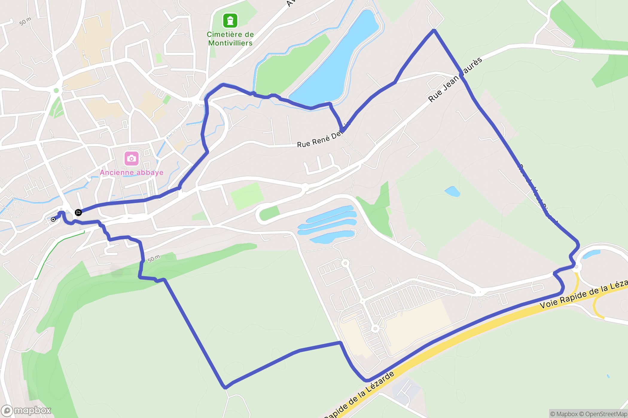 Montivilliers : carte du parcours de randonnée - France
