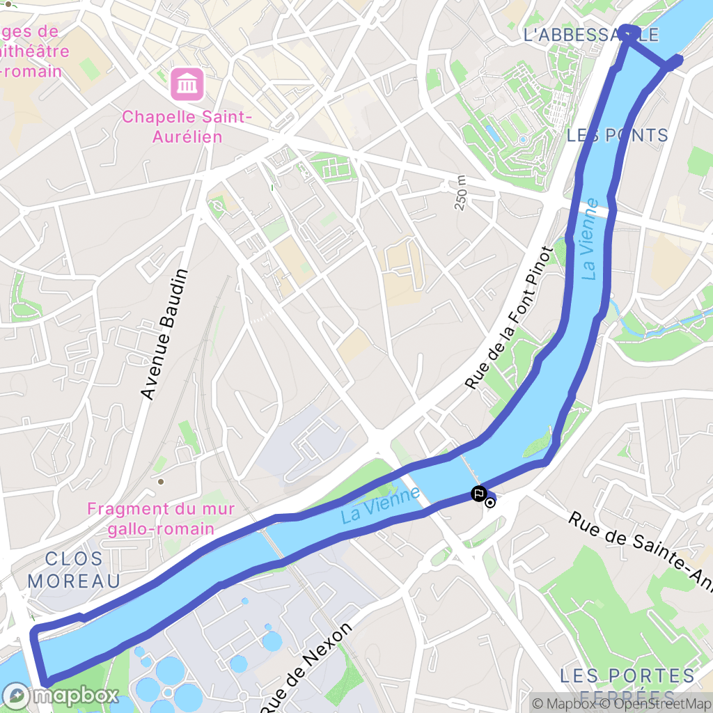 Limoges : carte du parcours de randonnée - France