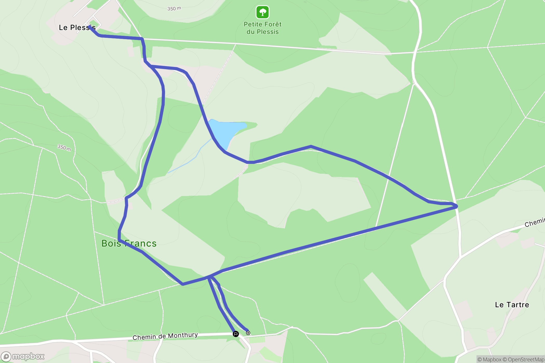 Blanzy : carte du parcours de randonnée - France