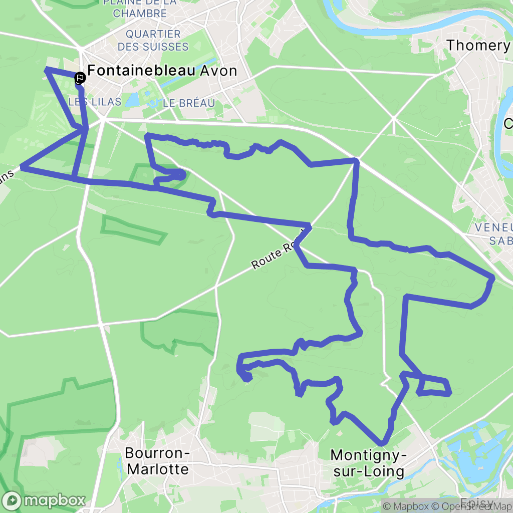 Fontainebleau : carte du parcours de randonnée - France