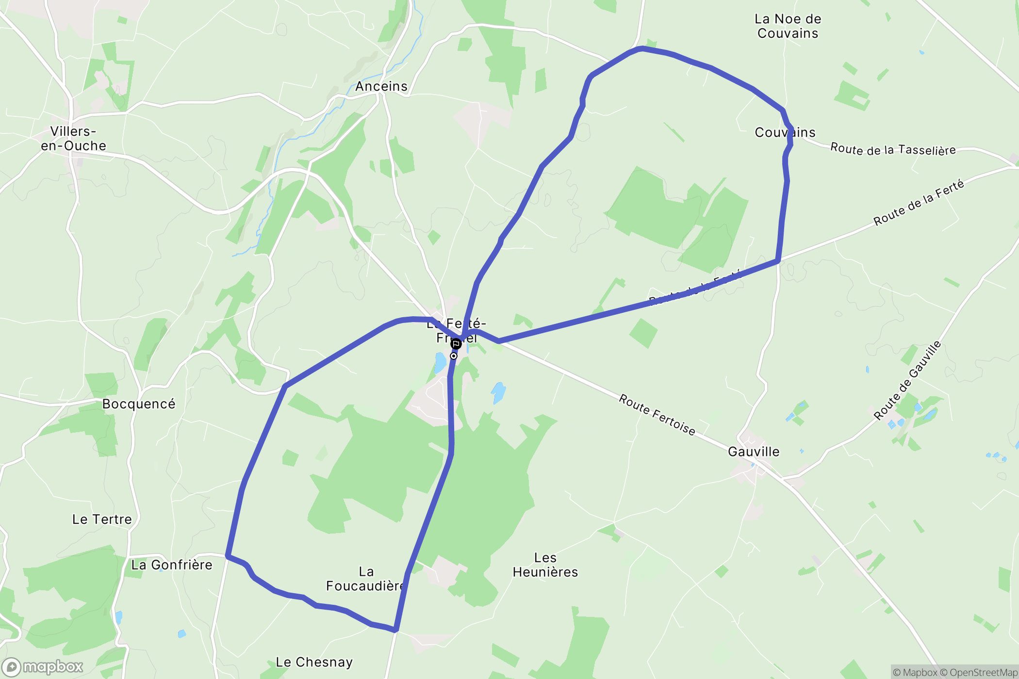 La Ferté-en-Ouche : carte du parcours de randonnée - France