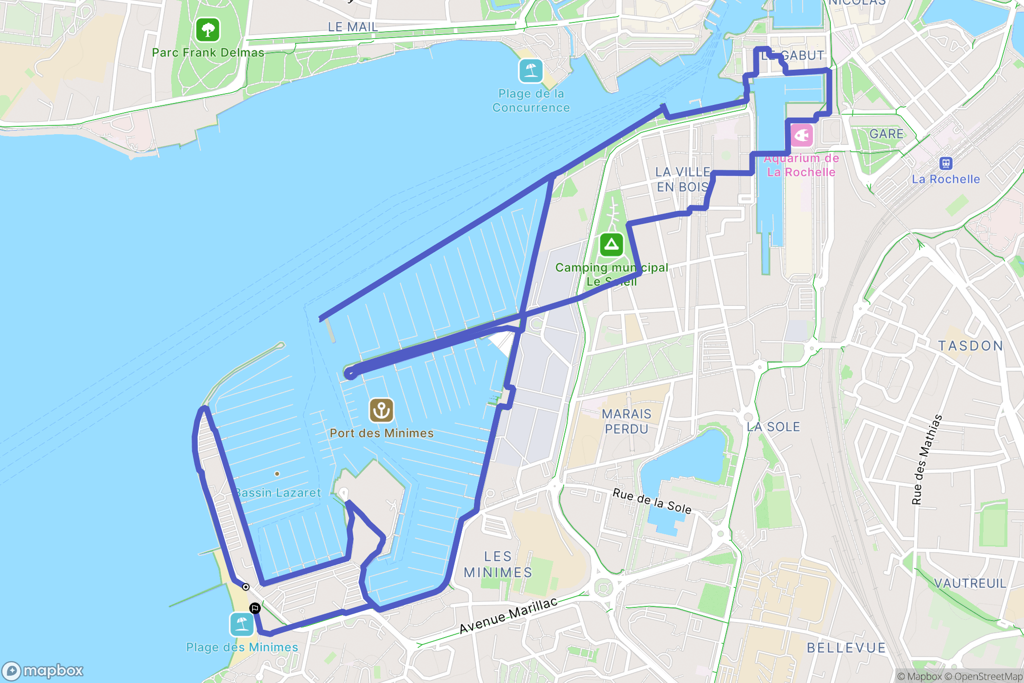 La Rochelle : carte du parcours de randonnée - France