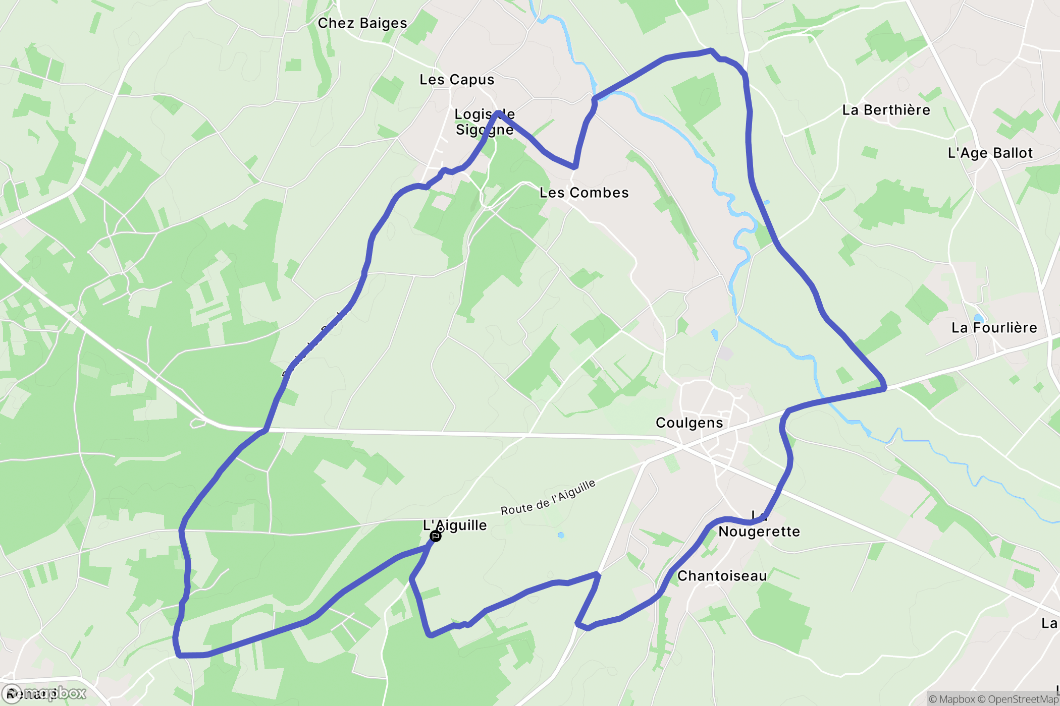 Coulgens : carte du parcours de randonnée - France