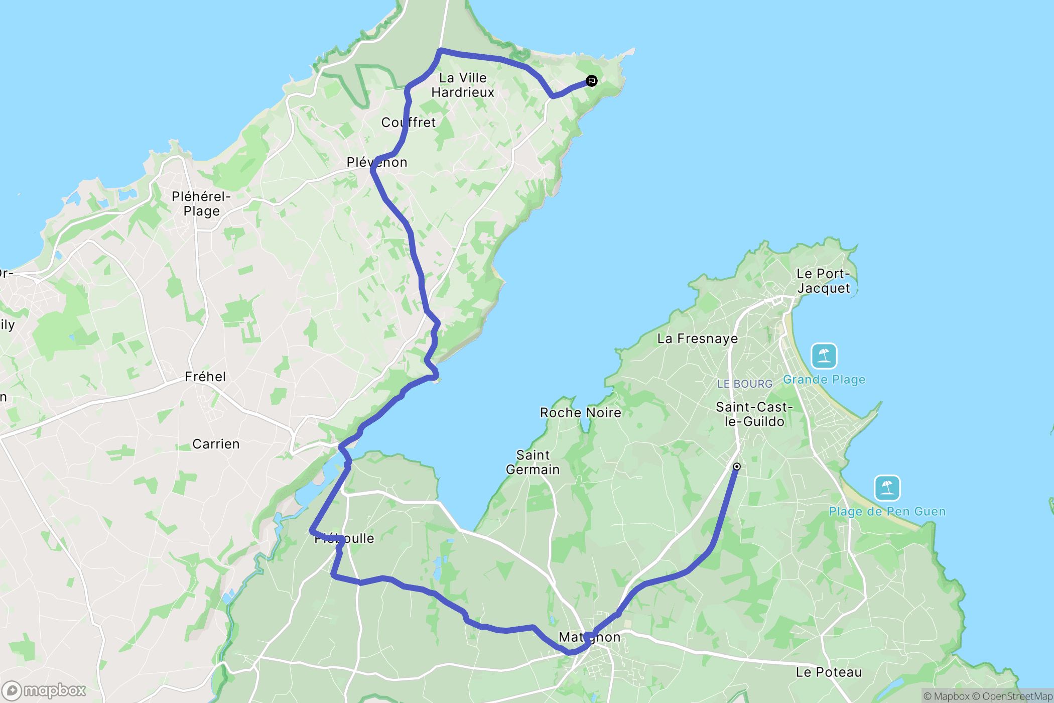Saint-Cast-le-Guildo : carte du parcours de randonnée - France
