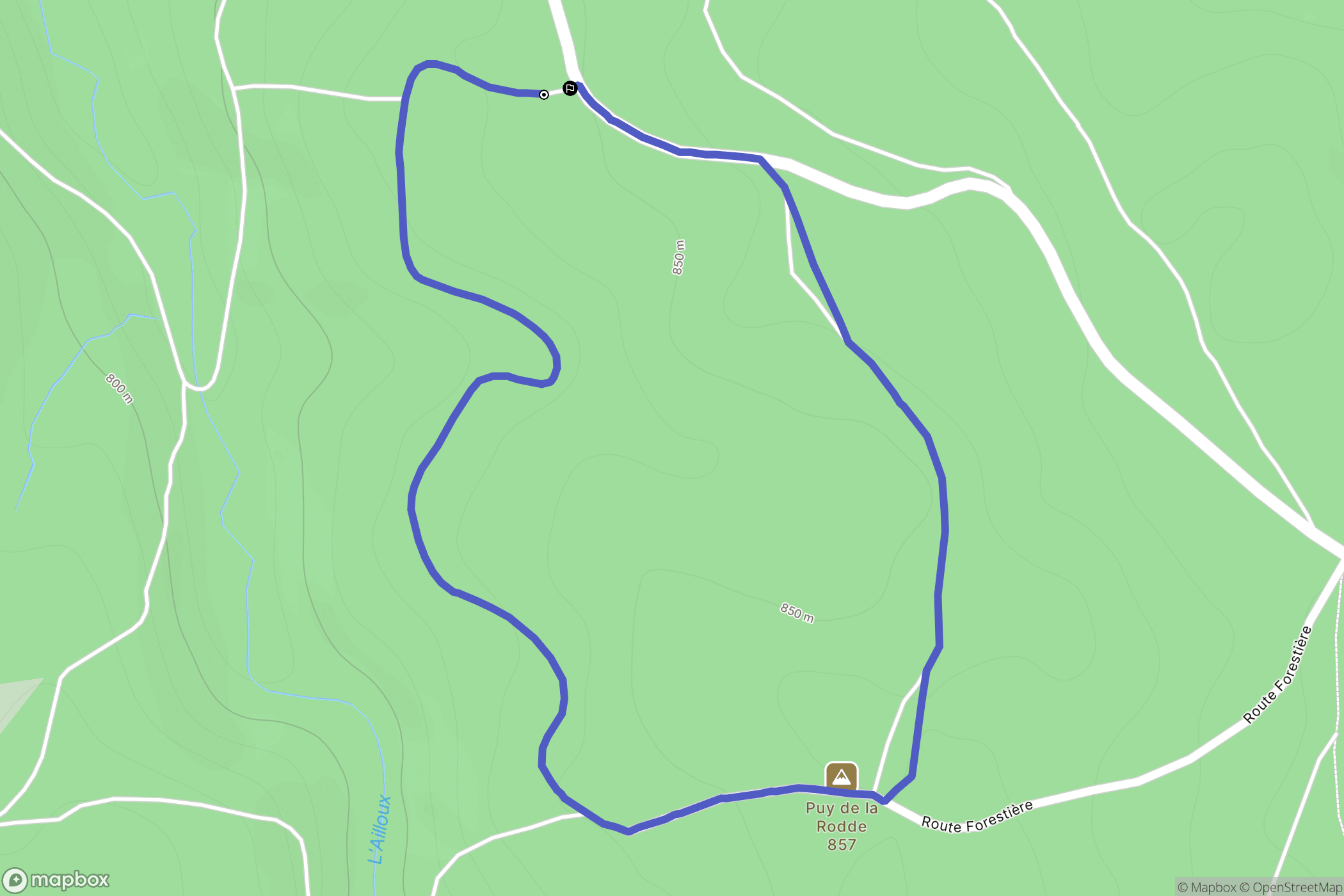 Auzelles : carte du parcours de randonnée - France