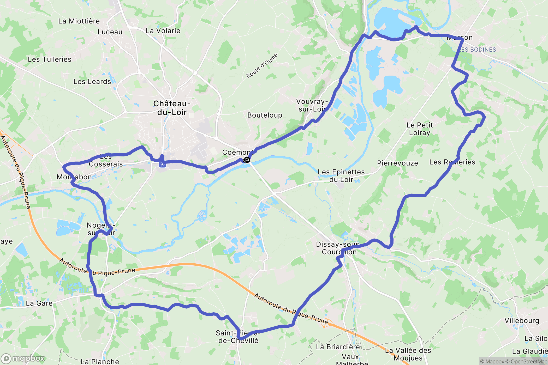 Montval-sur-Loir : carte du parcours de randonnée - France