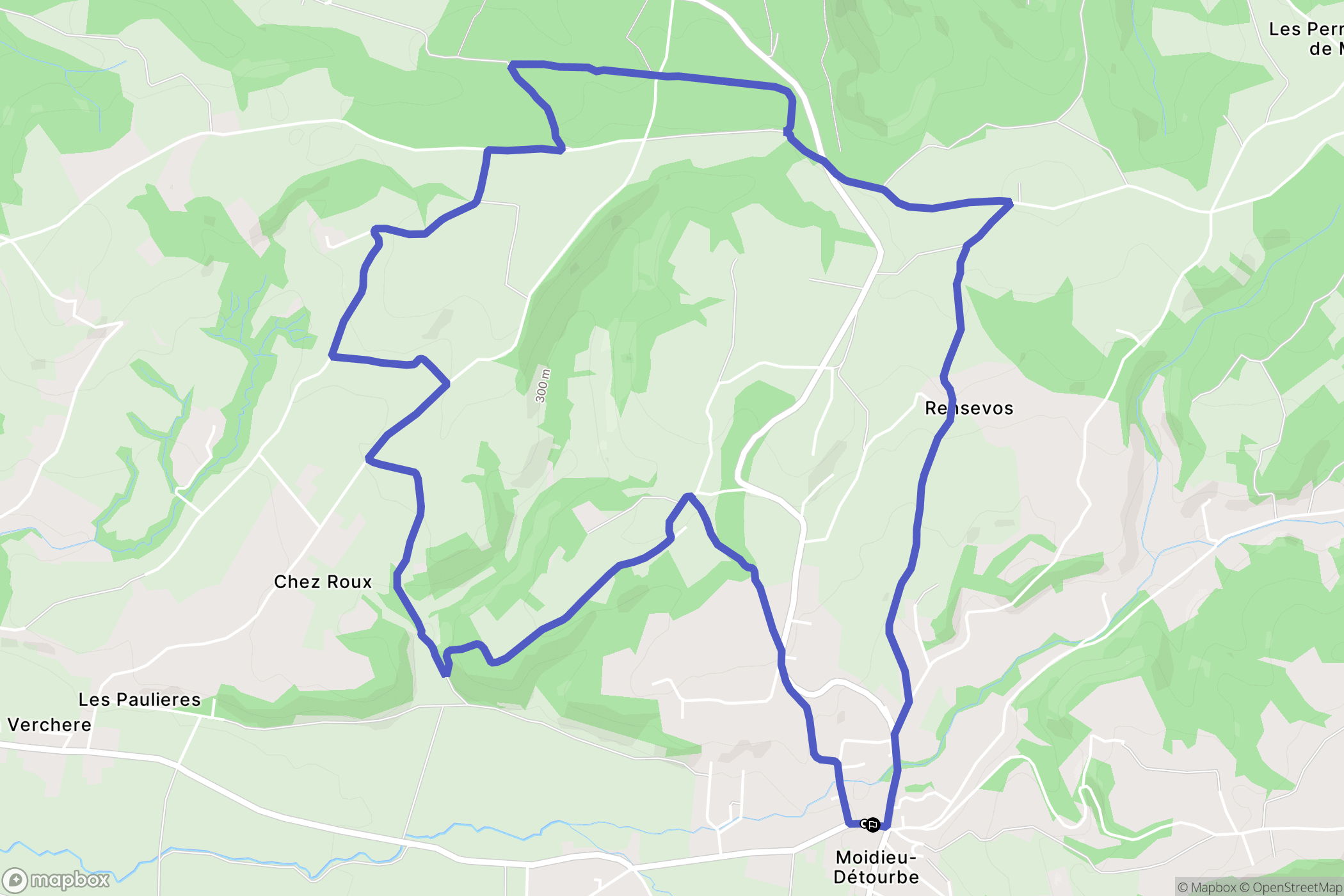 Moidieu-Détourbe : carte du parcours de randonnée - France