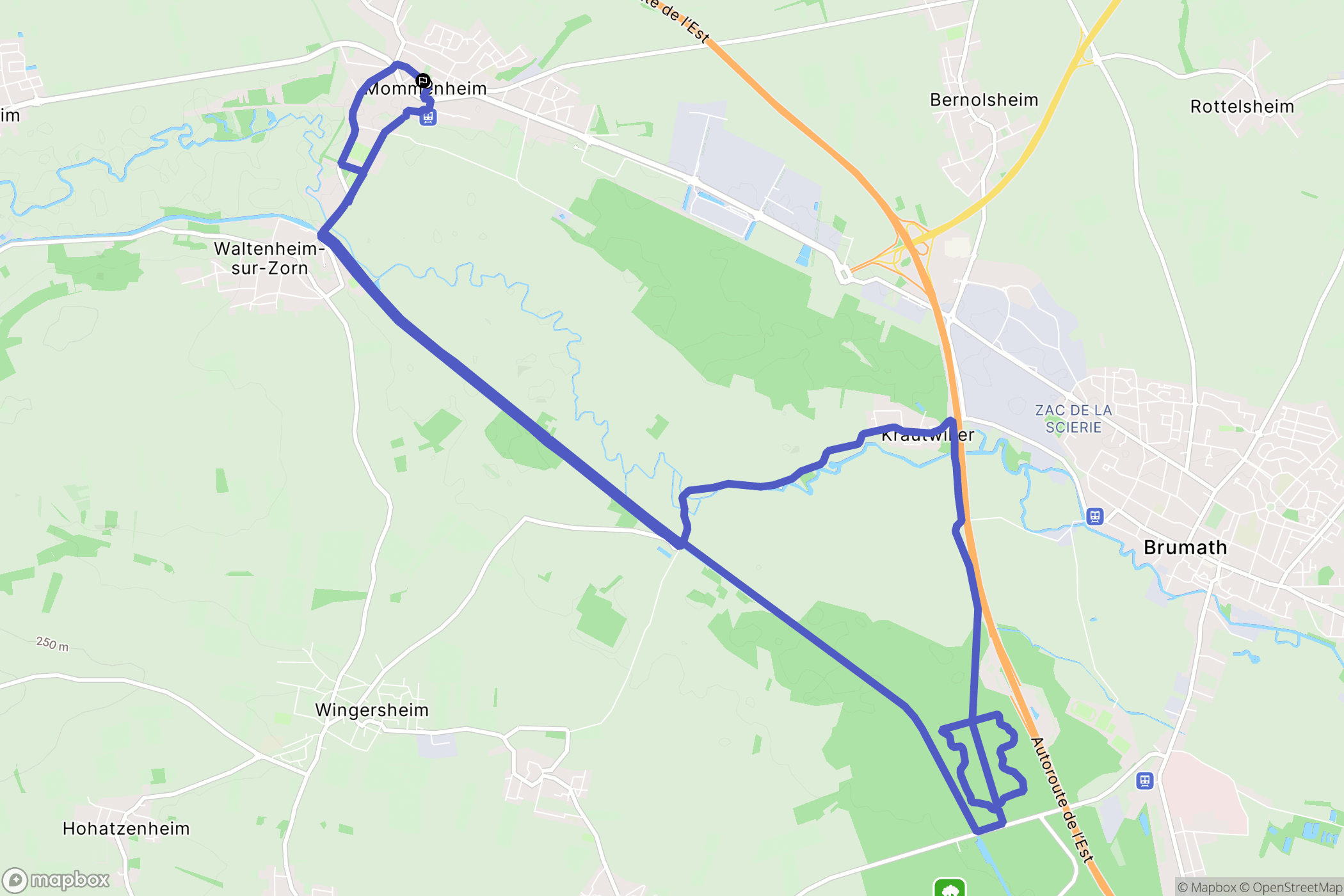 Mommenheim : carte du parcours de randonnée - France