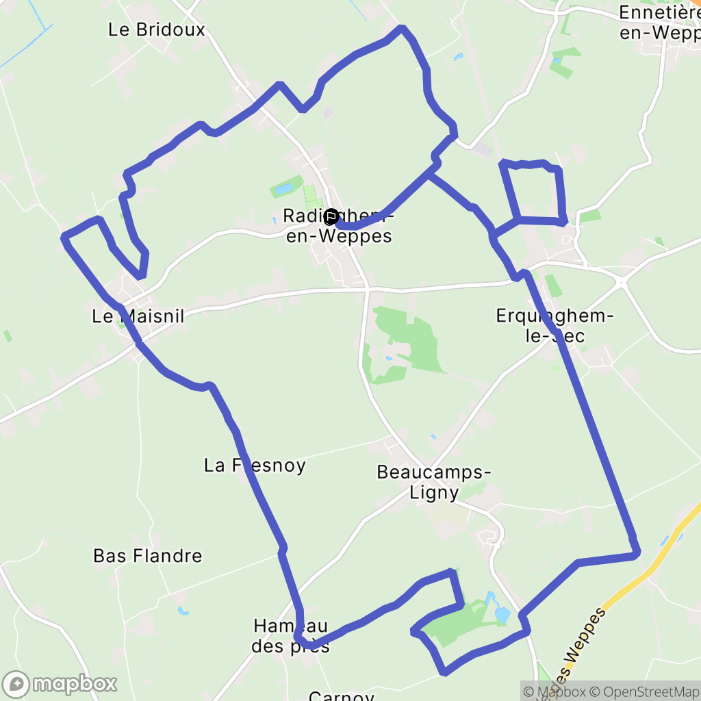 Radinghem-en-Weppes : carte du parcours de randonnée - France
